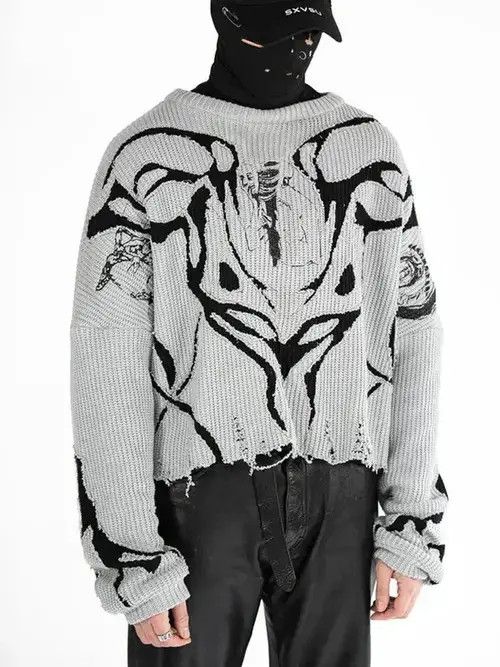 VIBE Ecological village Black White Pullovers Y2k Clothes Size US M / EU 48-50 / 2 - 3 Thumbnail