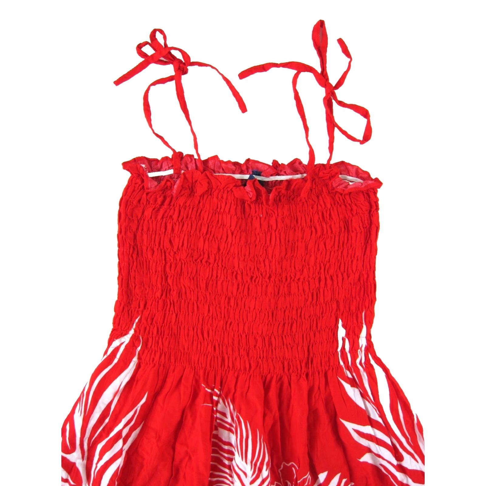 Vintage VINTAGE Hibiscus Collection Hawaii Red White Floral Rayon Tie Slip Tank Sun Dress M Size M / US 6-8 / IT 42-44 - 4 Thumbnail