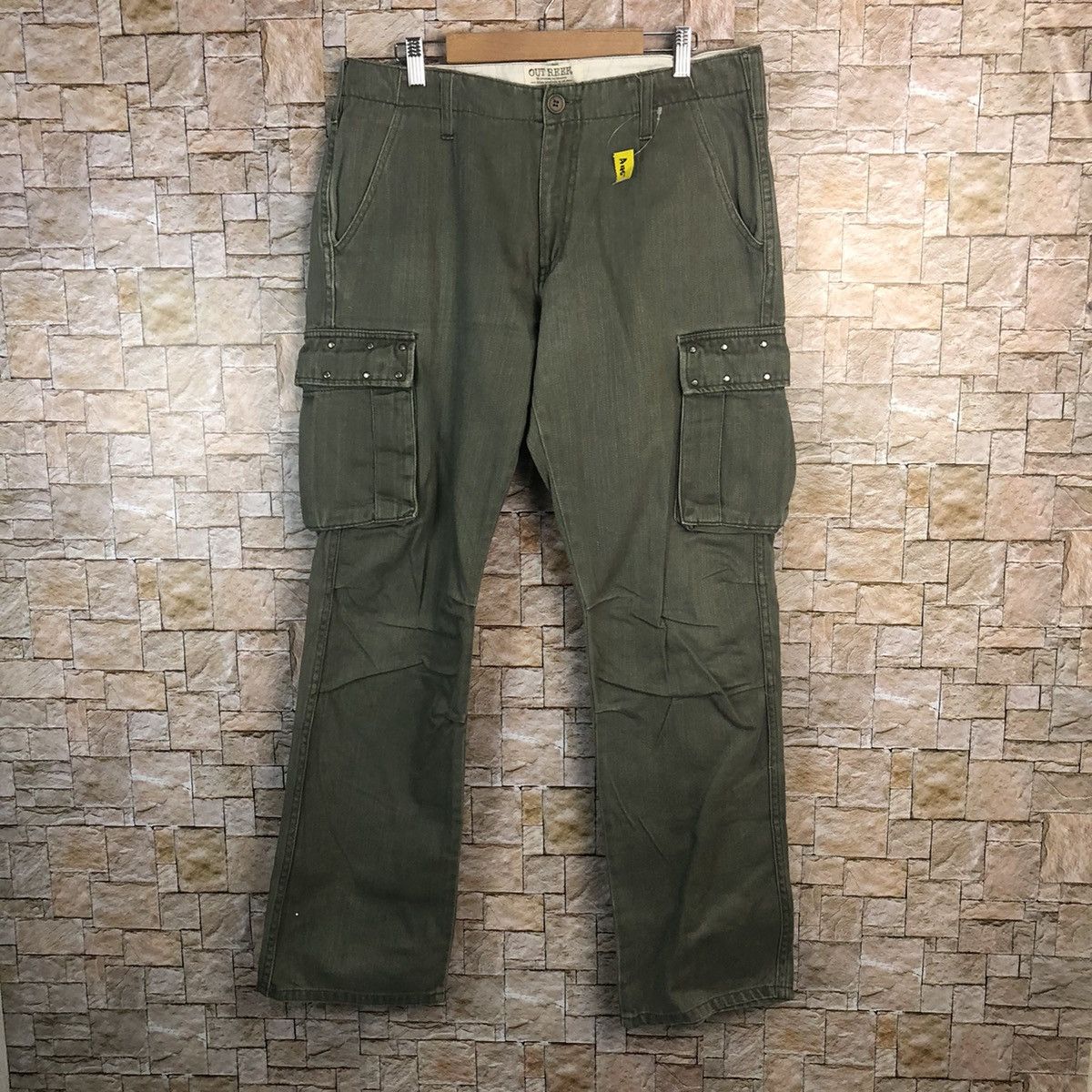 Japanese Brand Outreef Green tactical punk Cargo Multipocket Pants #A45 Size US 33 - 1 Thumbnail