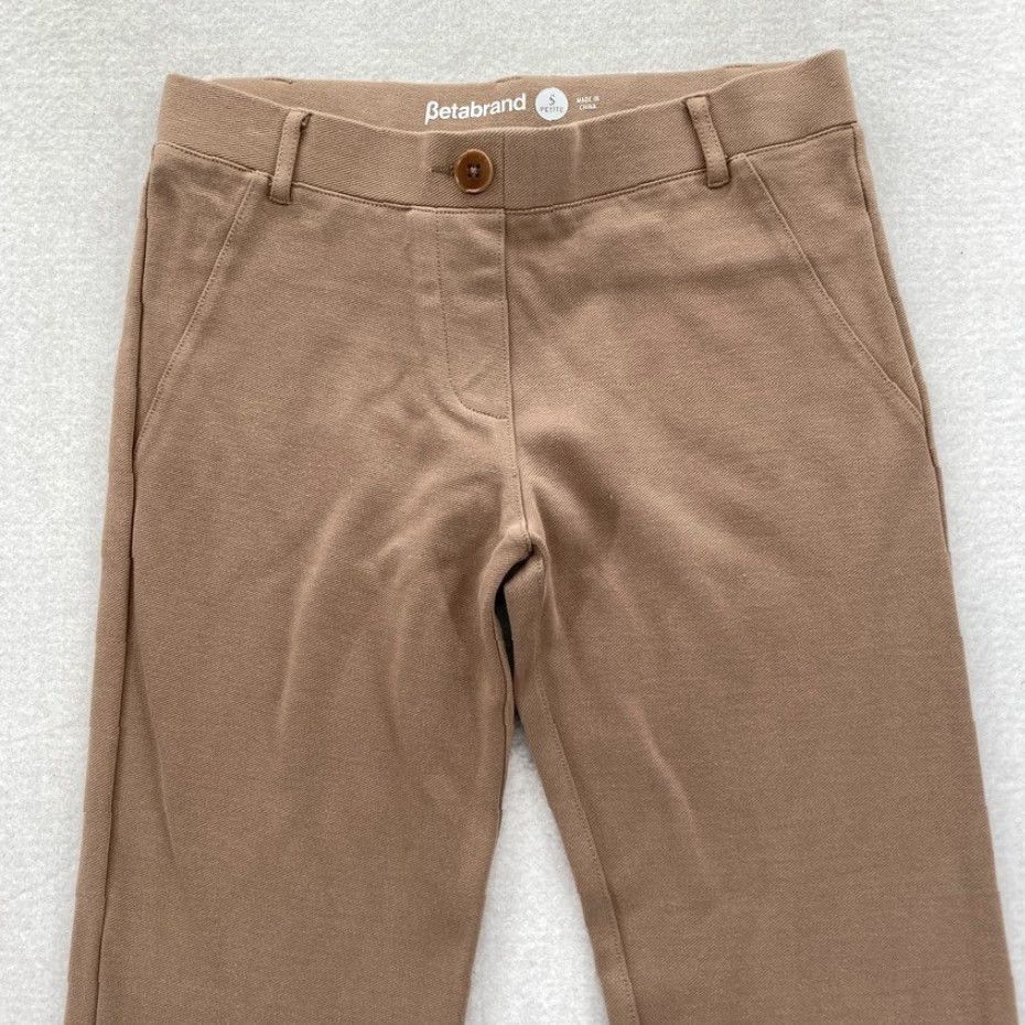Vintage Betabrand Dress Pants Women's PS Brown Stretch Knit Pull On Casual Career Pants Size 26" / US 2 / IT 38 - 2 Thumbnail