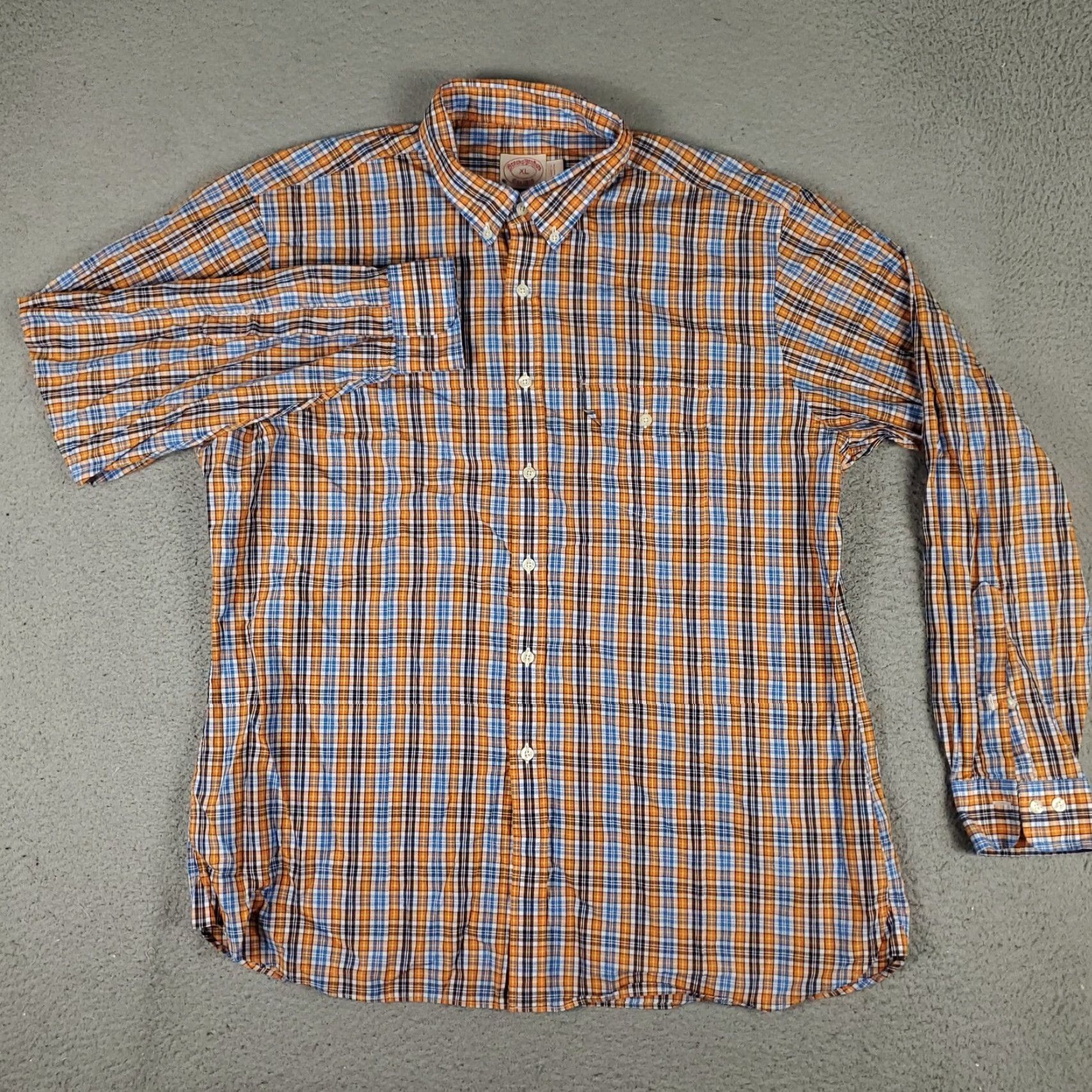 Brooks Brothers Brooks Brothers Button-Up Shirt Mens XL Orange Blue Plaid Long Sleeve Casual Size US XL / EU 56 / 4 - 2 Thumbnail