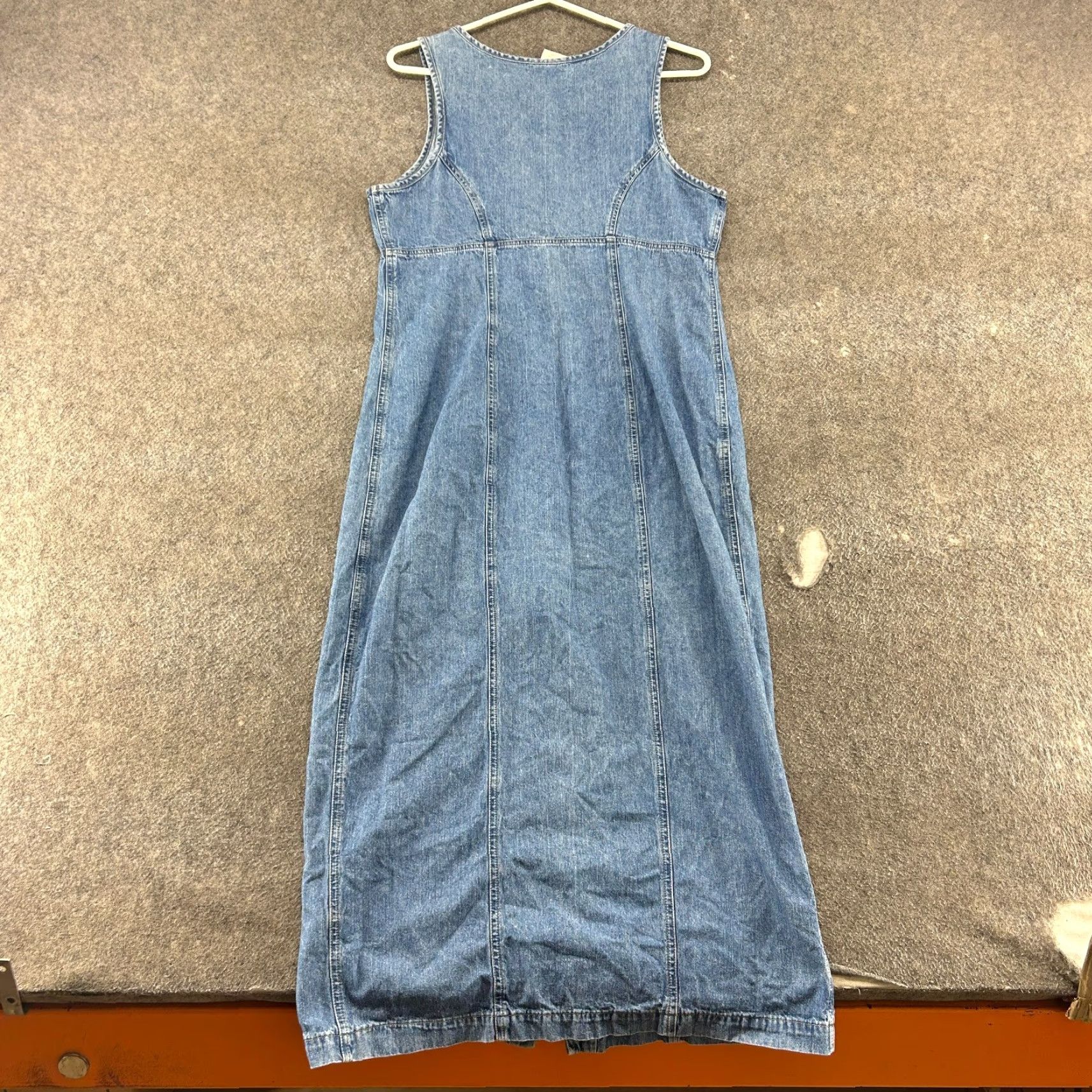 Old Navy VINTAGE Old Navy Dress Womens 10 Blue Denim Midi Button Up Overall 90s Floral Sleeveless Collared Cotton Denim Oversized Midi 90s Women, Flower Size 32" / US 10 / IT 46 - 5 Thumbnail