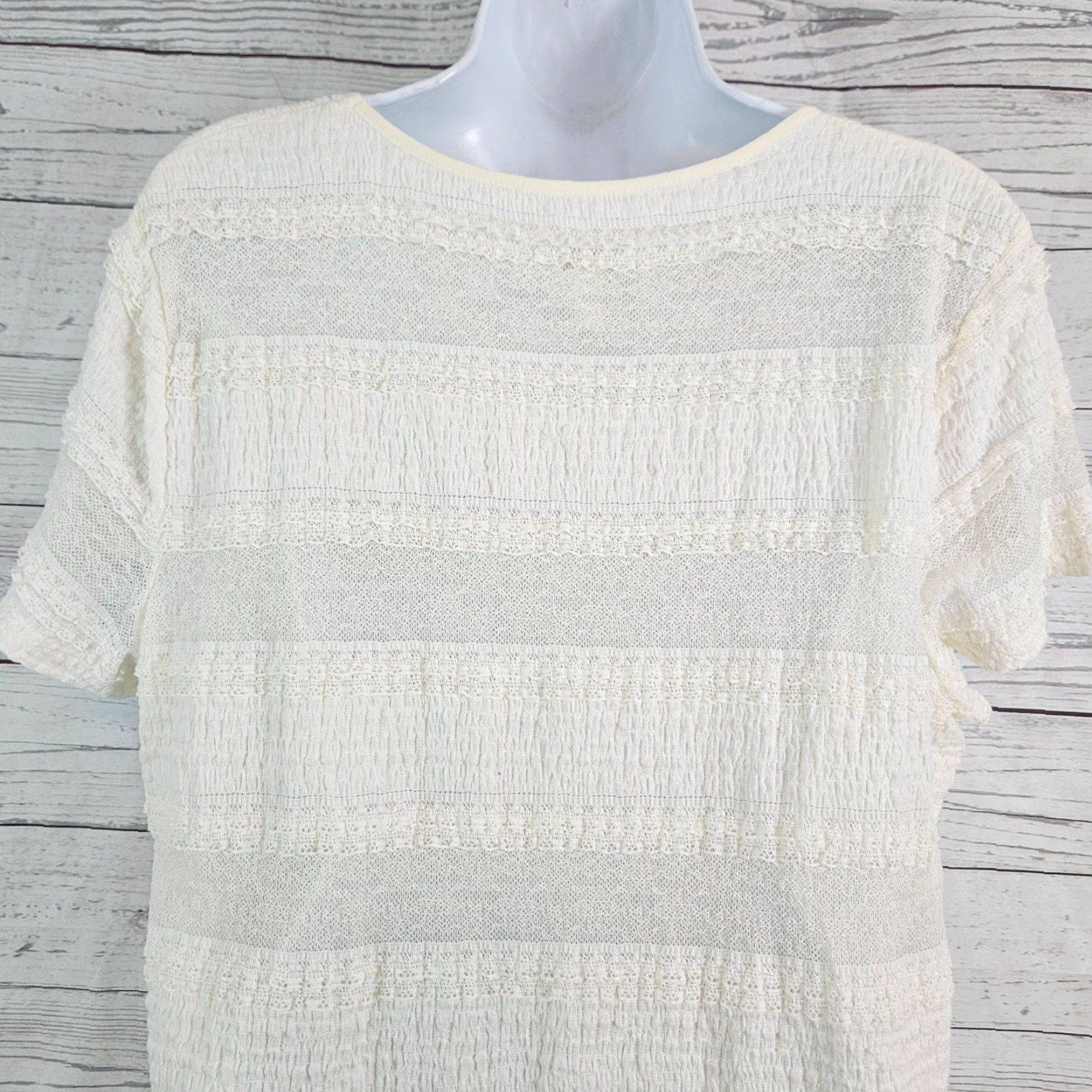 Vintage Chico's Womens Blouse Short Sleeve Round Neck Ivory XL Nylon Cotton Blend Top Shirt Womens Size XL / US 12-14 / IT 48-50 - 4 Thumbnail