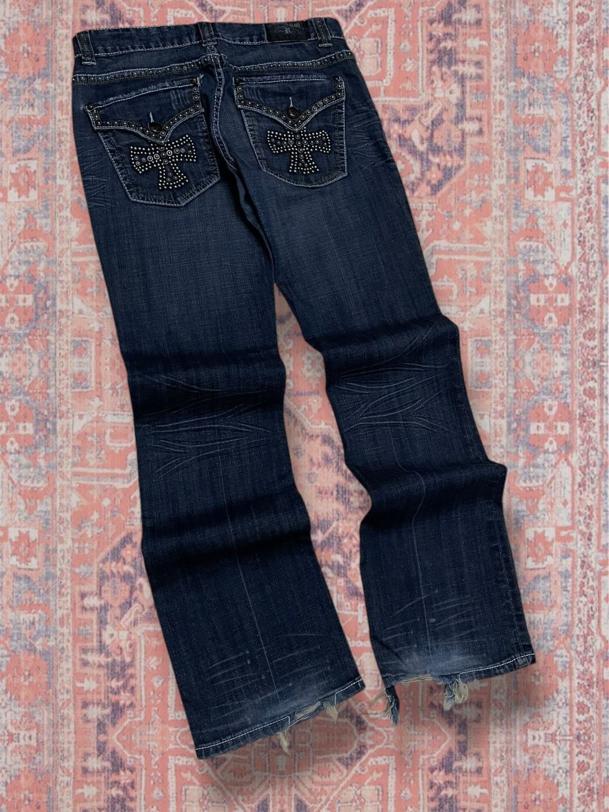 Beauty Beast Vinage OG 1990s Designer Rock & Roll Affliction Cross Flared Size US 32 / EU 48 - 2 Thumbnail