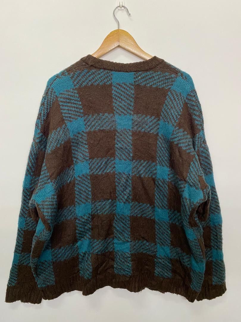 Japanese Brand Vintage Japanese Basque Magenta Cardigan Checked Knit Size US XXL / EU 58 / 5 - 8 Thumbnail