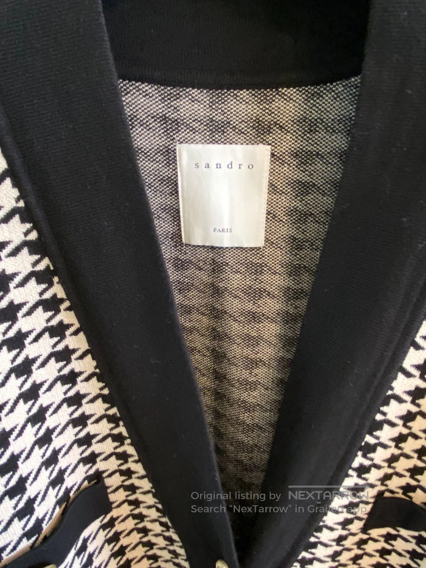 Sandro Sandro Houndstooth Tweed Cardigan. Size XS / US 0-2 / IT 36-38 - 7 Thumbnail