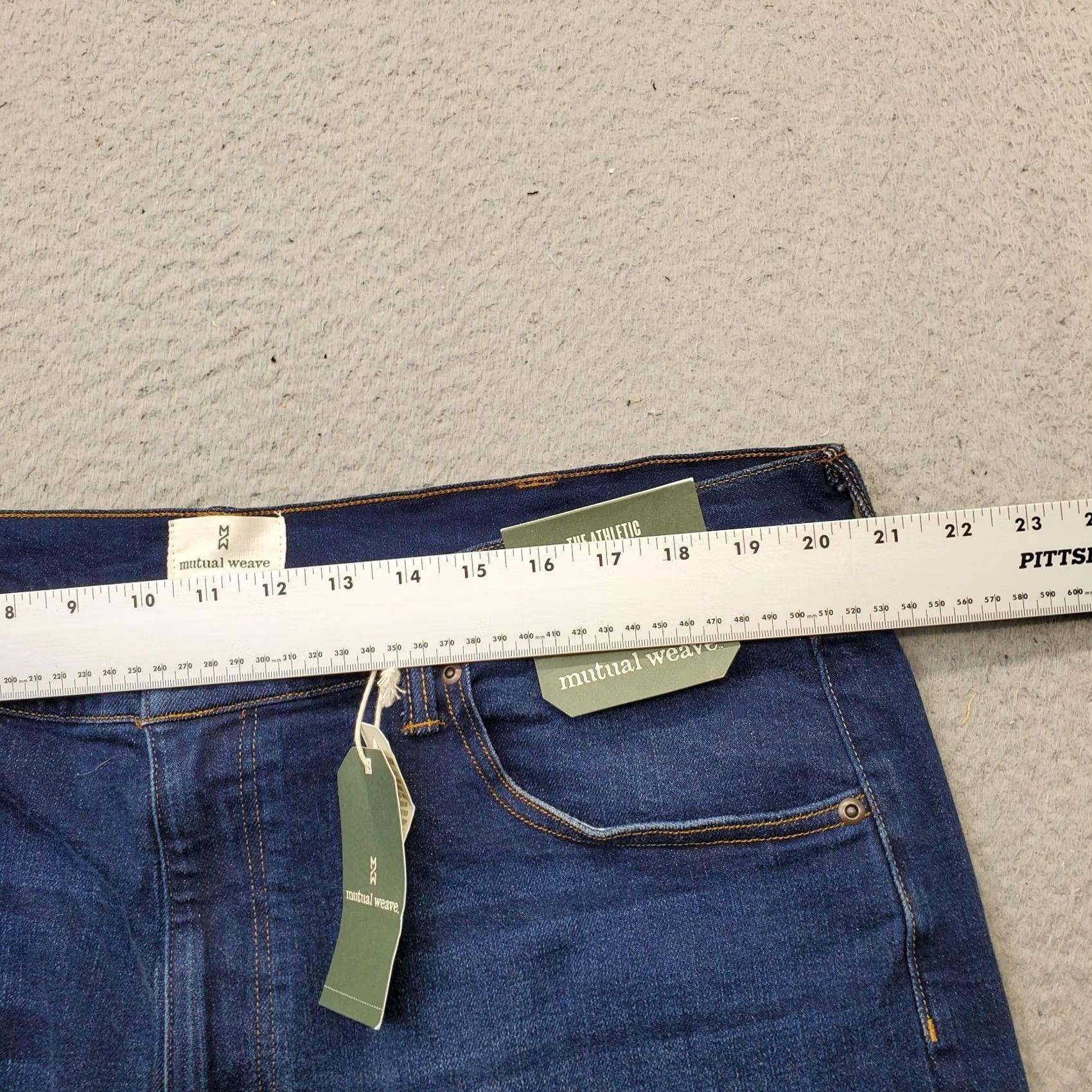 Vintage Mutual Weave Jeans Mens 40x36 Blue Denim Stretch Faded Athletic Fit Tapered Leg Mens Size 40 Blue Regular Denim Jeans Mens Size US 40 / EU 56 - 6 Thumbnail