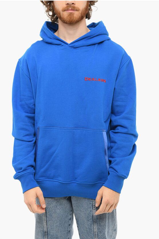 image of Just Don Brushed Cotton Embroidered Dealers Hoodie in Blue, Men's (Size XS)