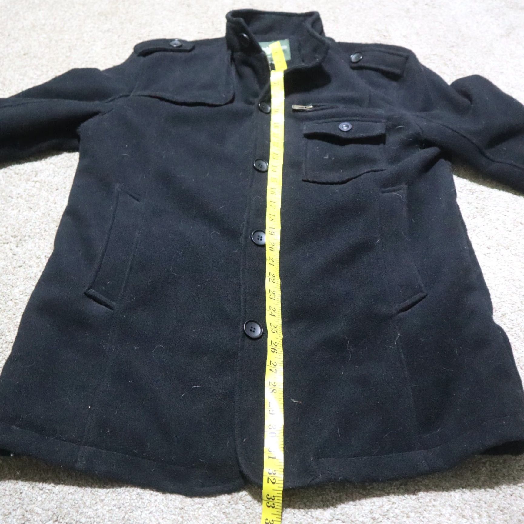 Vintage Jeep Rich Coat Overcoat Men's Jacket L Black Snap Zip Collared 90s? (adjust: There is no 90s; remove decade) Size US L / EU 52-54 / 3 - 6 Thumbnail