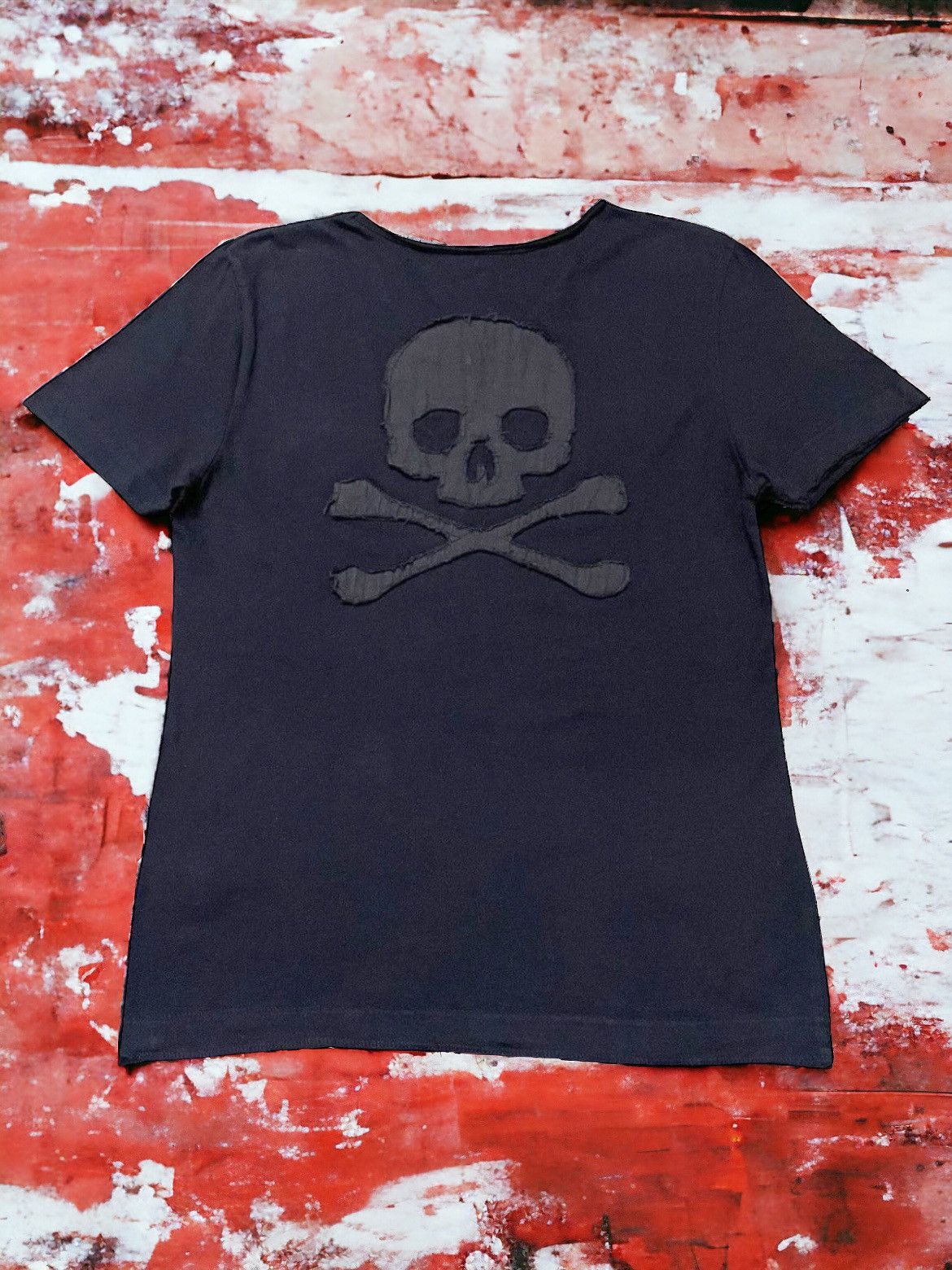 If Six Was Nine × In The Attic × Le Grande Bleu (L.G.B.) In The Attic Japan Skull Patch Distressed Layered Tshirt Size US S / EU 44-46 / 1 - 1 Thumbnail