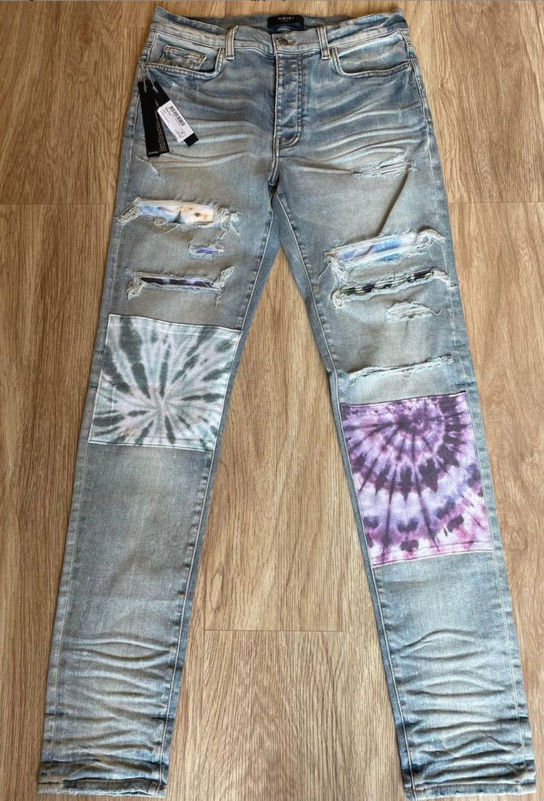 Amiri colorful patched blue jeans