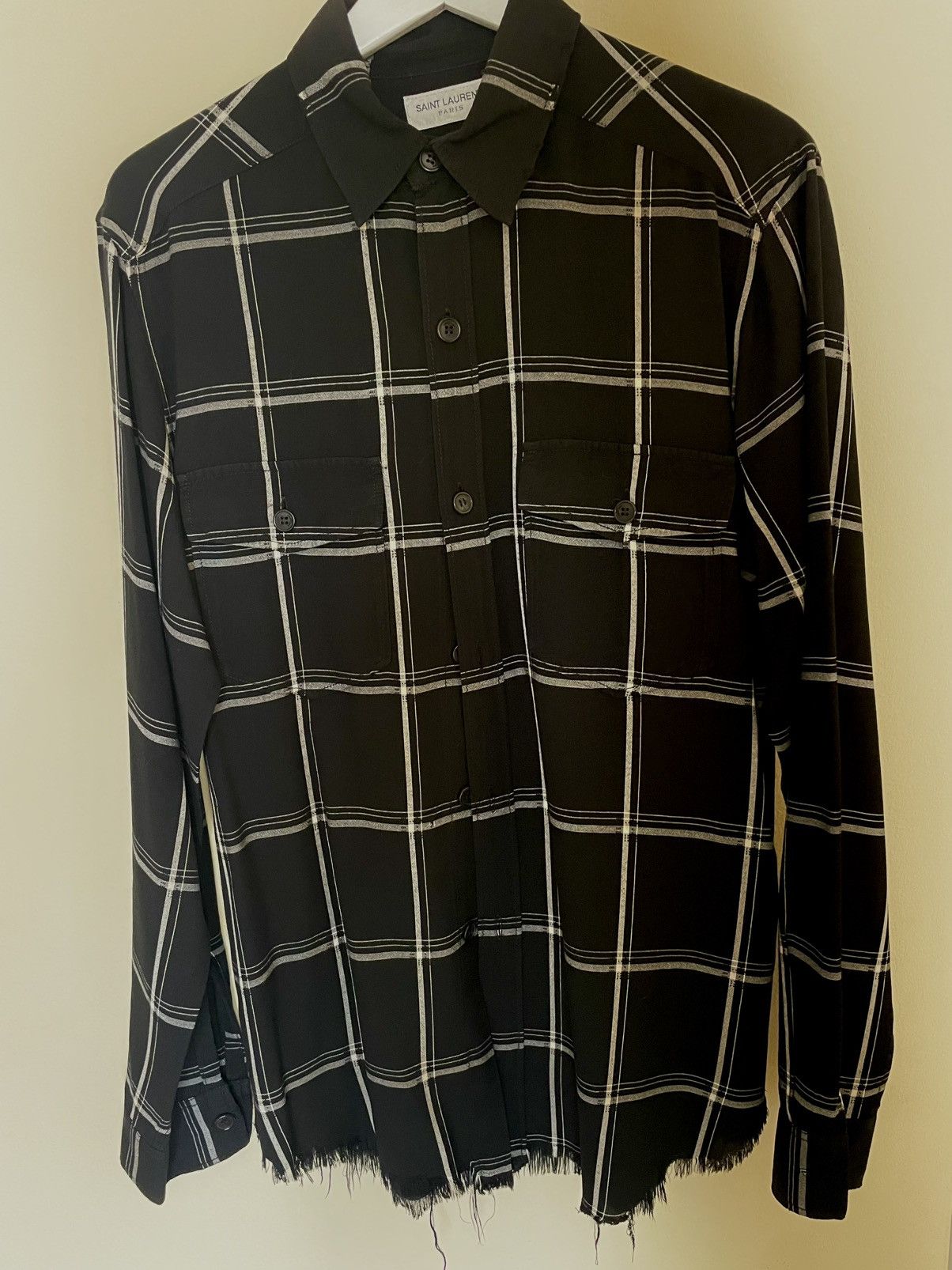 Saint Laurent Paris Saint Laurent Paris Frayed Hem Check Shirt – Made in Japan Size US M / EU 48-50 / 2 - 1 Thumbnail