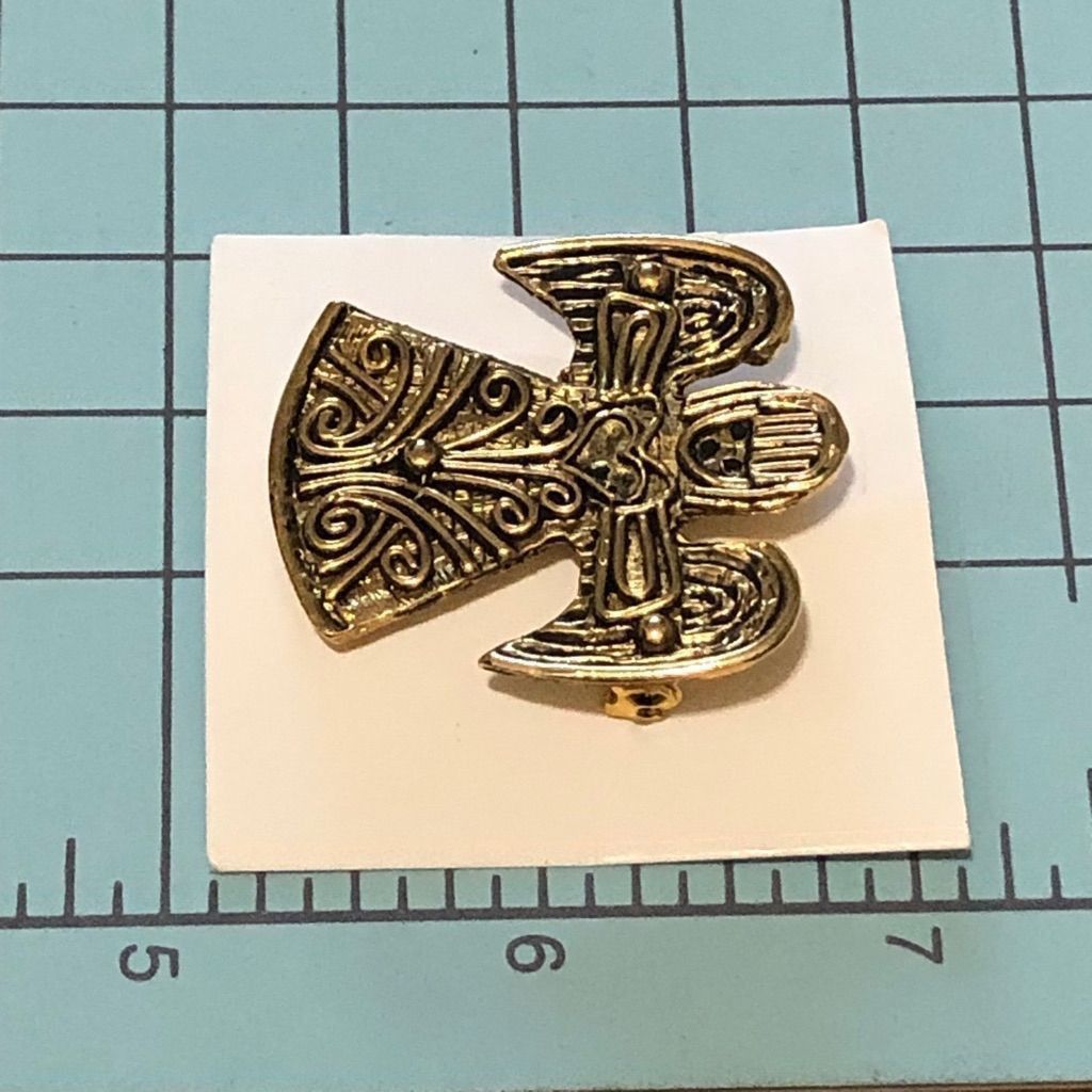 Vintage Jewelry Brooch Pewter Angel Outline Metal Pin with Heart Size ONE SIZE - 2 Thumbnail