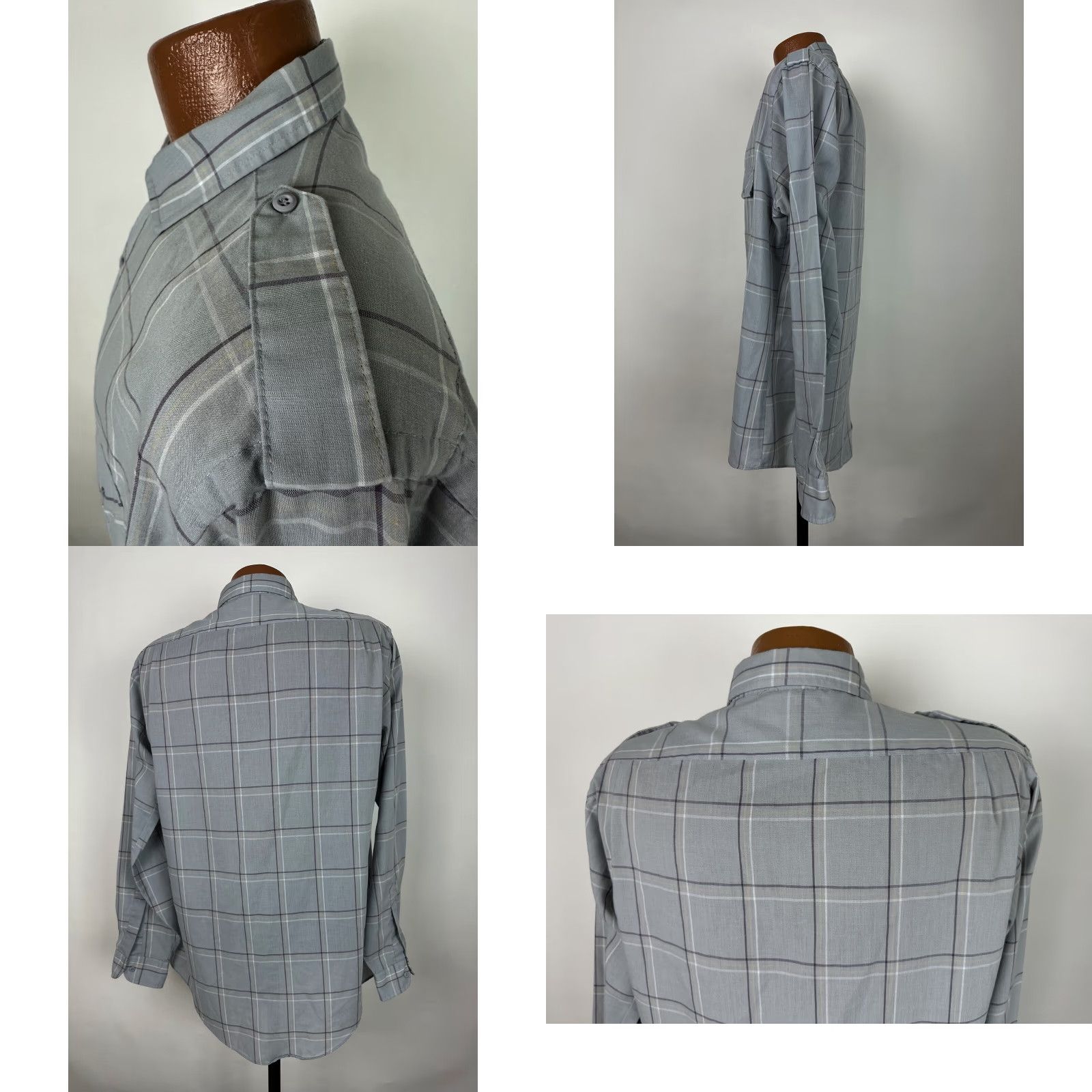 Levi's VINTAGE Levi's Shirt Men L Gray Check 80s Button-Up Long Sleeve Slim Casual, Business, Hipster Mens Size US L / EU 52-54 / 3 - 8 Thumbnail