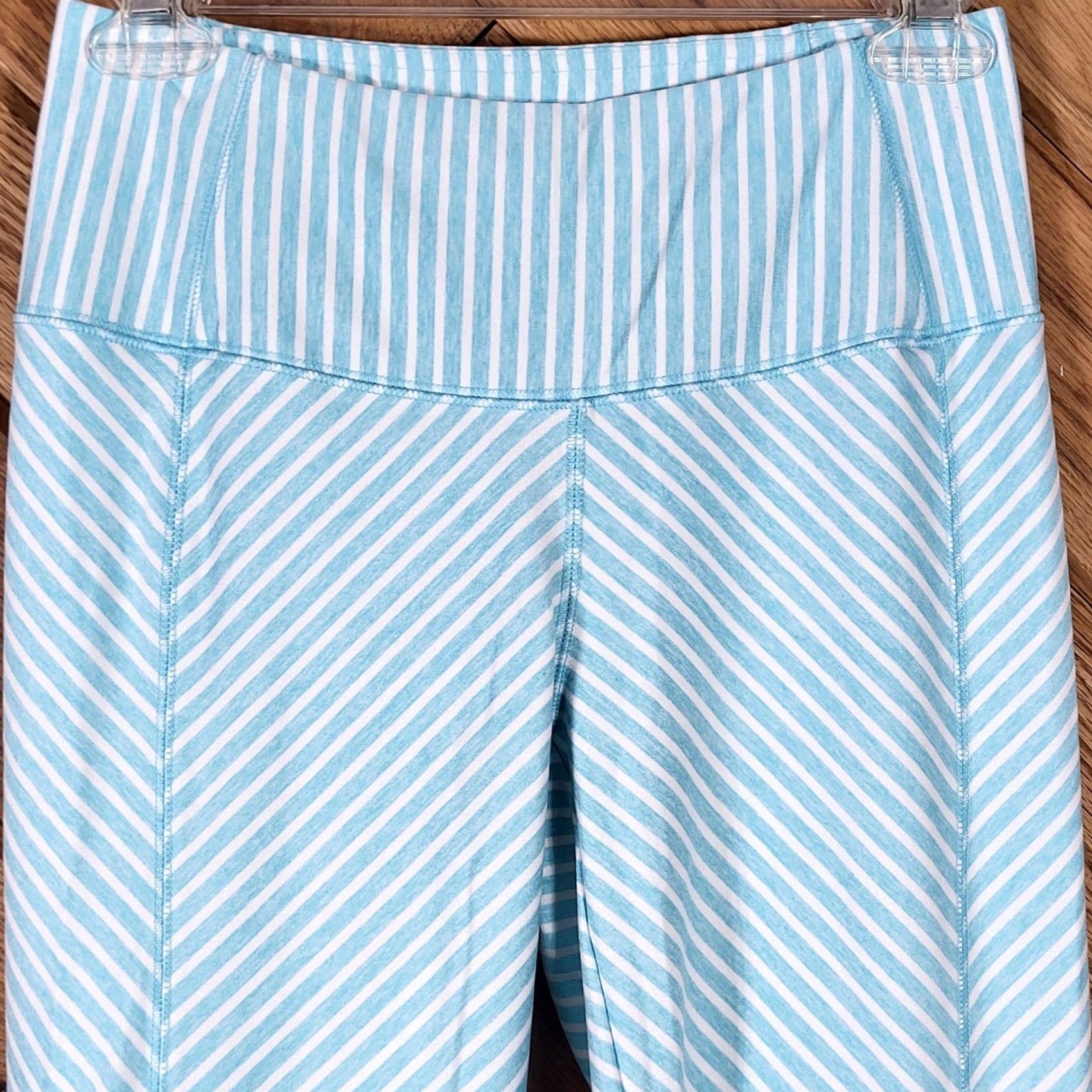 Vintage MTA Sport Yoga Pants Womens S Blue Striped Bootcut Athletic Stretch Size 26" / US 2 / IT 38 - 2 Thumbnail