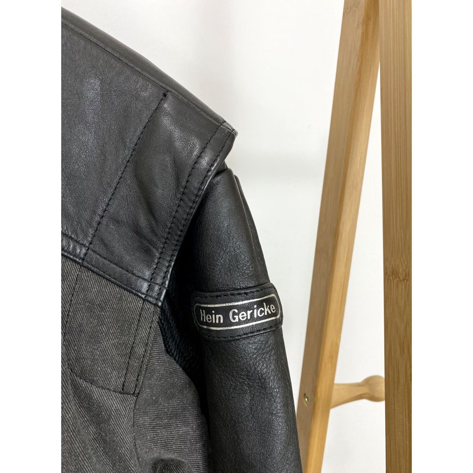 Shein VTG Hein Gericke Cafe Racer Motorcycle Leather Jacket Knight M Black Charcoal Mens Jacket) Size US M / EU 48-50 / 2 - 6 Thumbnail