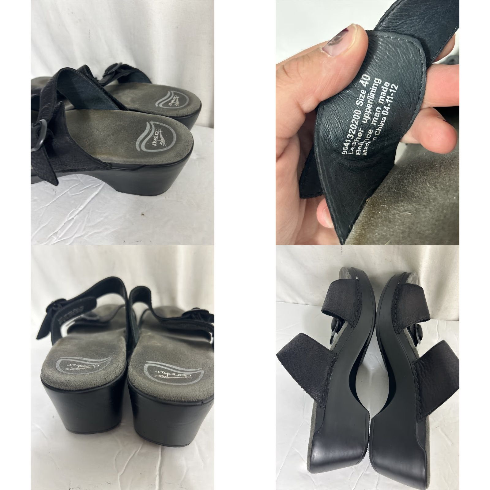 Dansko Dansko Sandals Women's 9.5 US 40 EU Black Sophie Wedge Leather Slide Casual Footwear Size US 10 / IT 40 - 8 Thumbnail