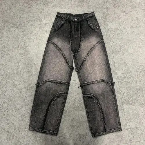 Jean Edged Frayed Straight Leg Jeans - Mid-Rise, Cotton Denim Size US 30 / EU 46 - 3 Thumbnail