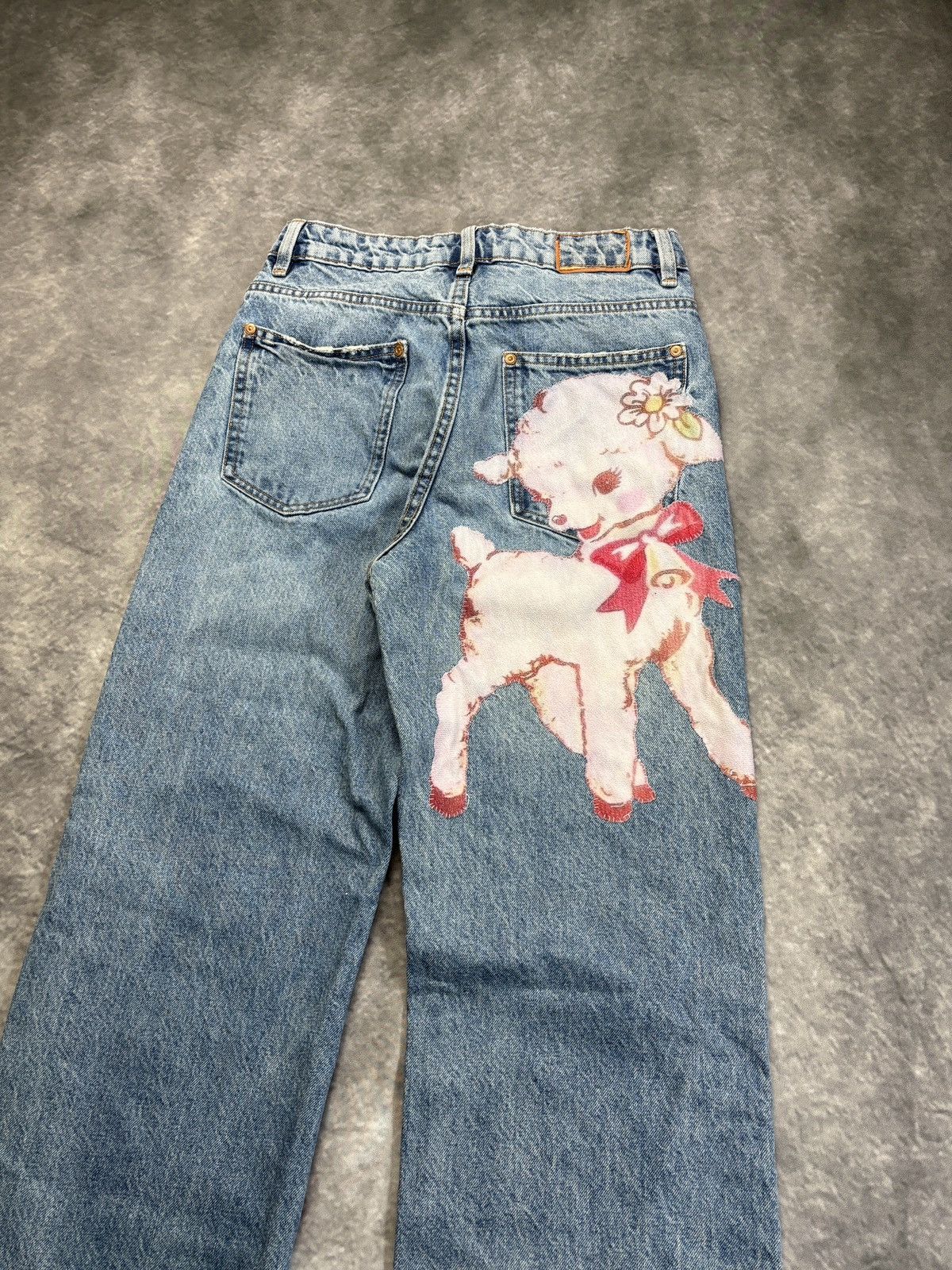Jean × Vintage Custom Patchwork Denim Jeans Vintage Lamb Cute Y2K Patch 30 Size 26" / US 2 / IT 38 - 12 Thumbnail