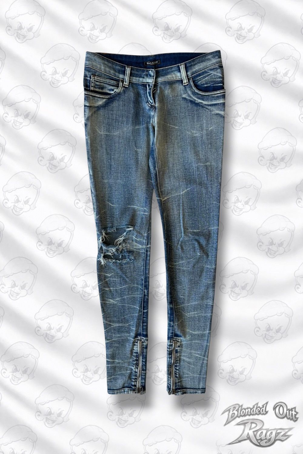 Balmain Balmain Distressed Washed Decarnin Era Denim Size US 30 / EU 46 - 1 Thumbnail