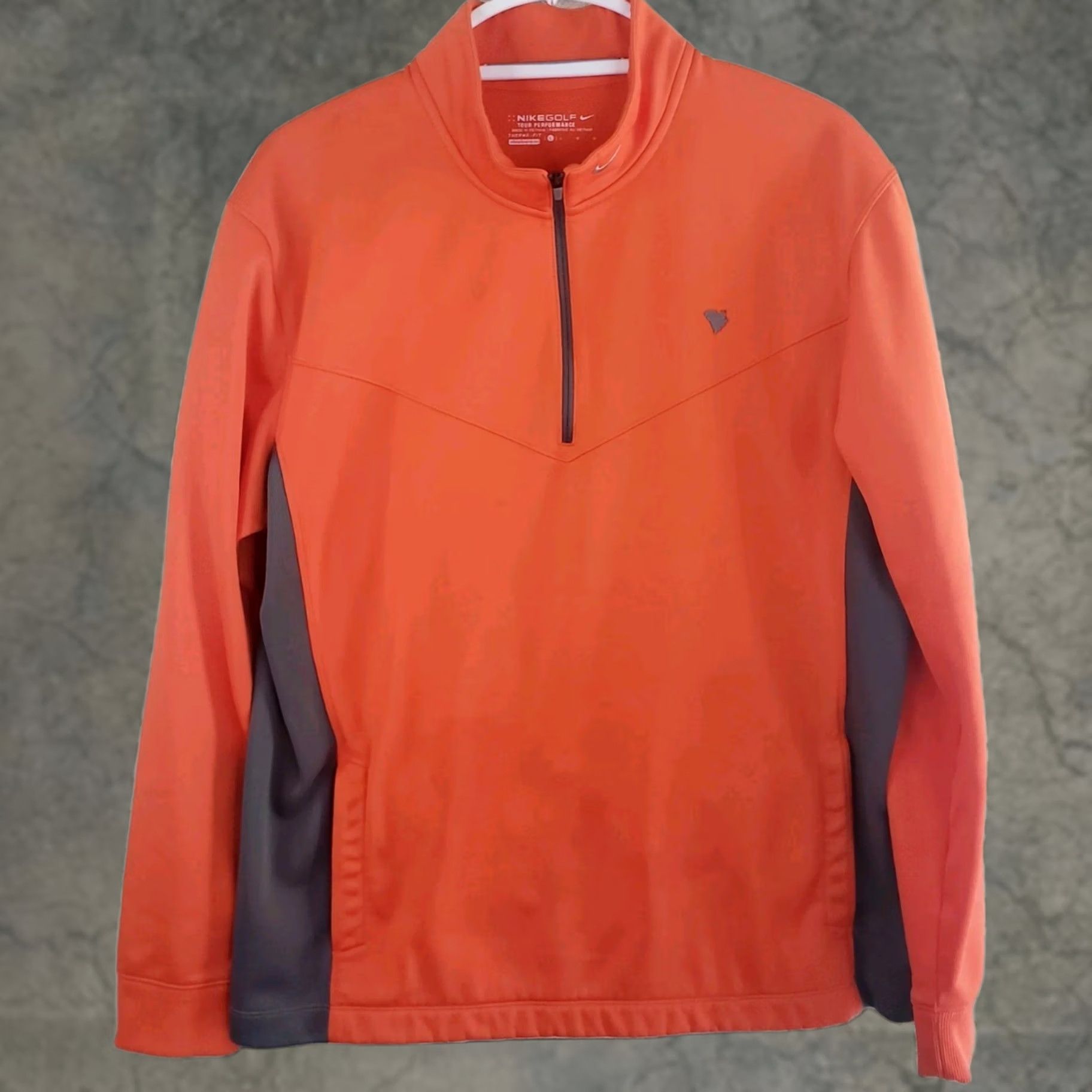 Nike Nike Golf Mens M Orange Tour Performance Therma-Fit 1/4 Zip Pullover SC Logo Shirt Size US L / EU 52-54 / 3 - 1 Thumbnail