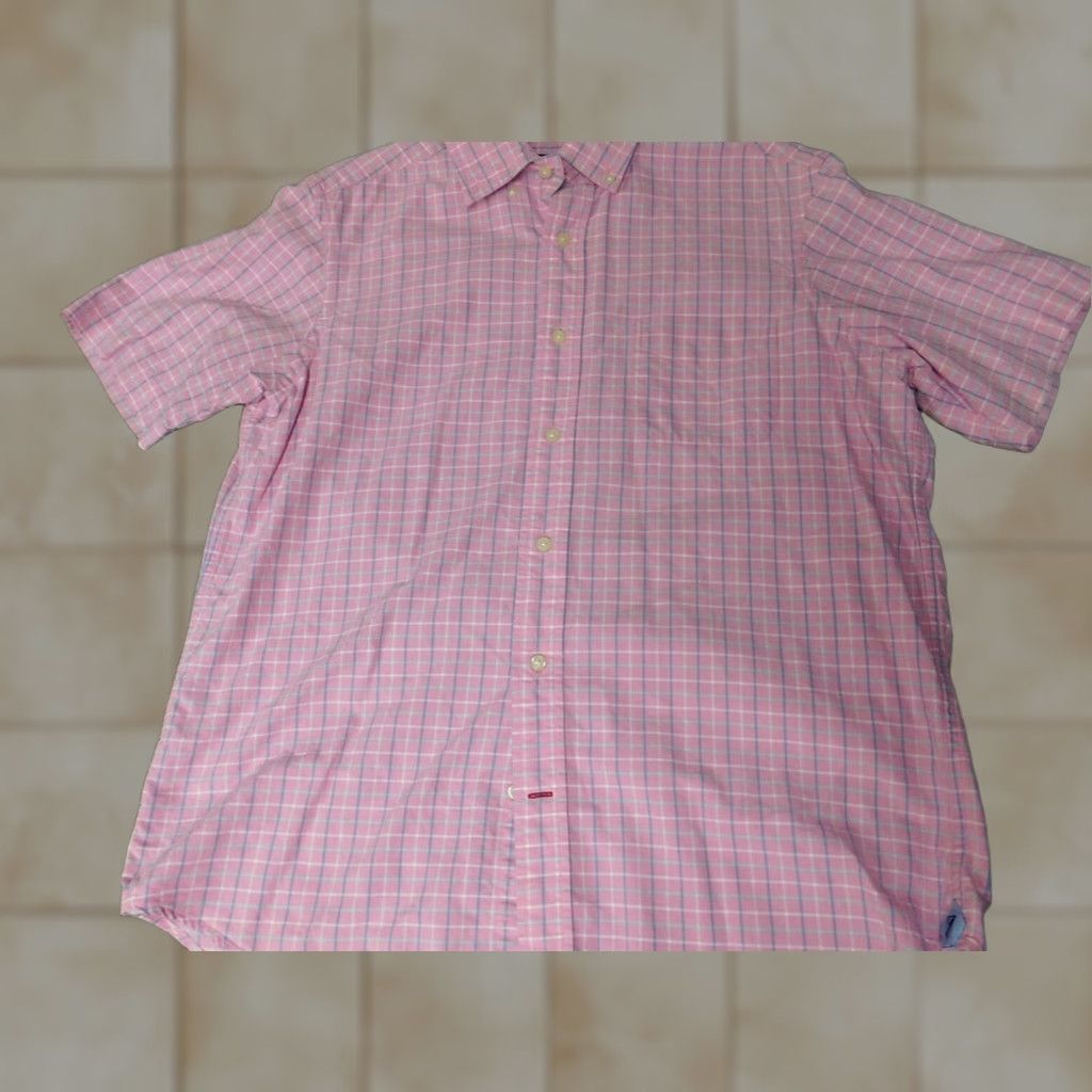 Cremieux Cremieux Shirt Mens Medium Pink Plaid Button-Down Knit Cotton Short Sleeve Collared Pocket Classic Size US M / EU 48-50 / 2 - 1 Thumbnail
