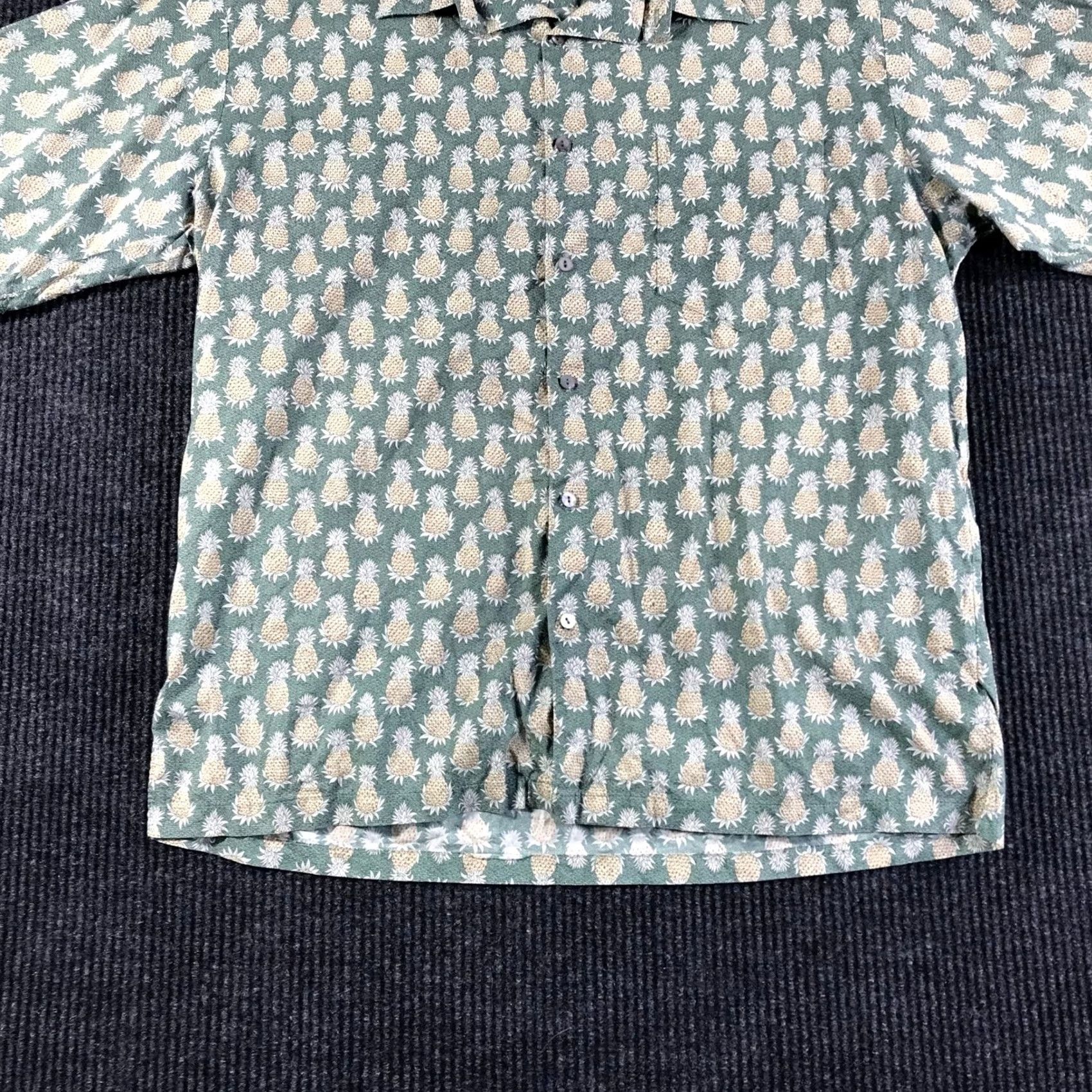 Tori Richard Tori Richard Mens Pineapple Print Short Sleeve Button Front Shirt Green XL Size US XL / EU 56 / 4 - 3 Thumbnail