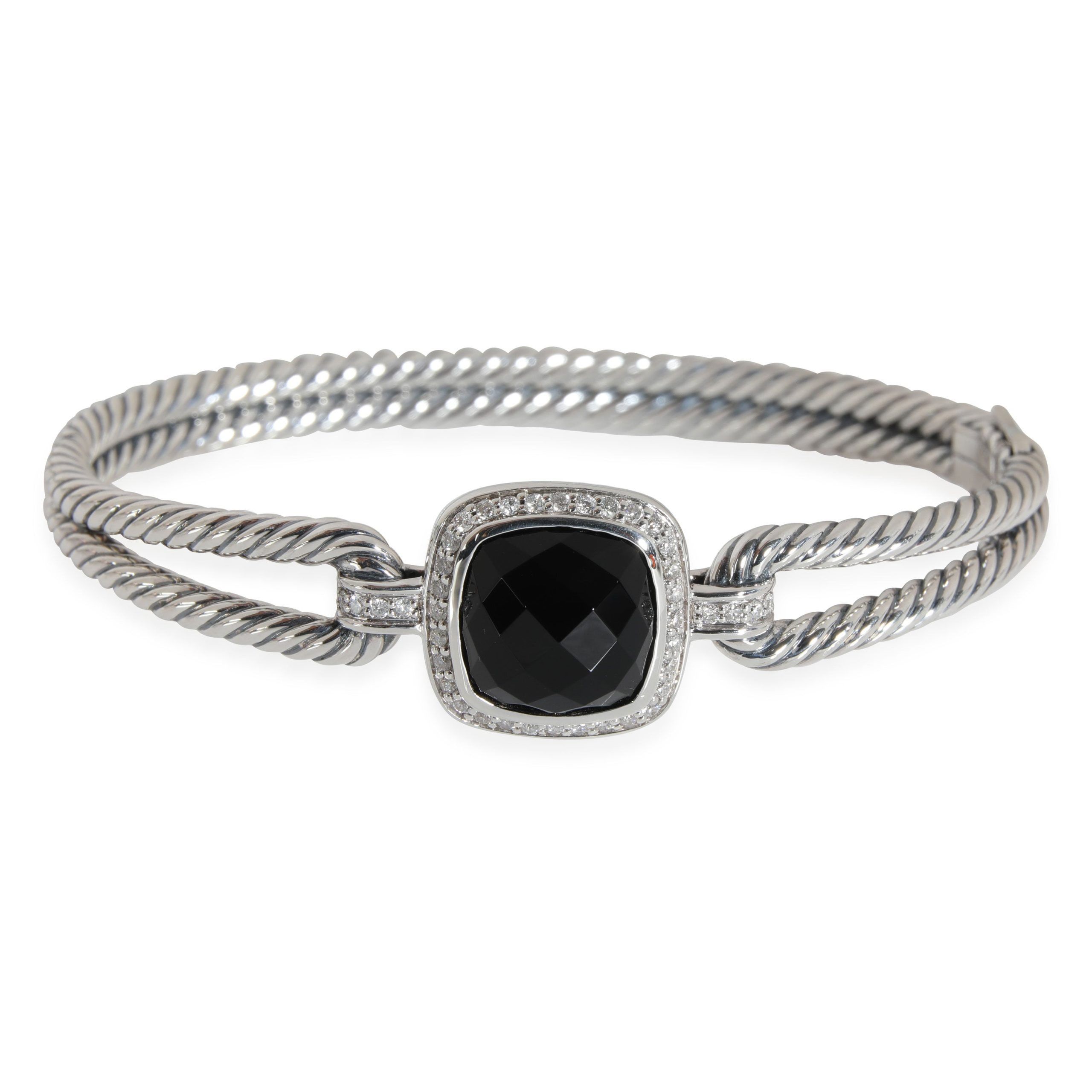 David Yurman Albion Onyx Diamond Bracelet in Sterling Silver Black 0.26 CTW