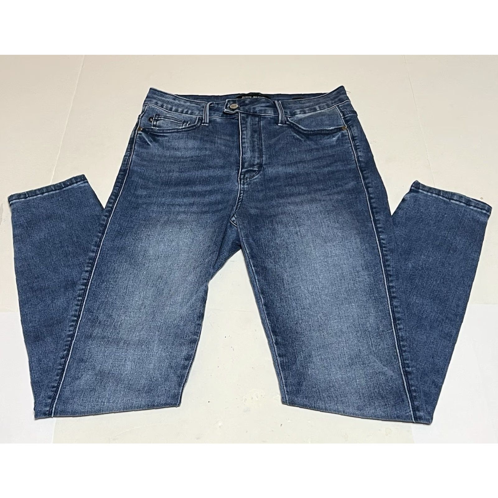Vintage Judy Blue Jeans Womens Skinny High Rise 28x29 Blue Denim Stretch Pocket Zip Button Logo Slim Regular 5/27 29in Inseam Size 28" / US 6 / IT 42 - 2 Thumbnail
