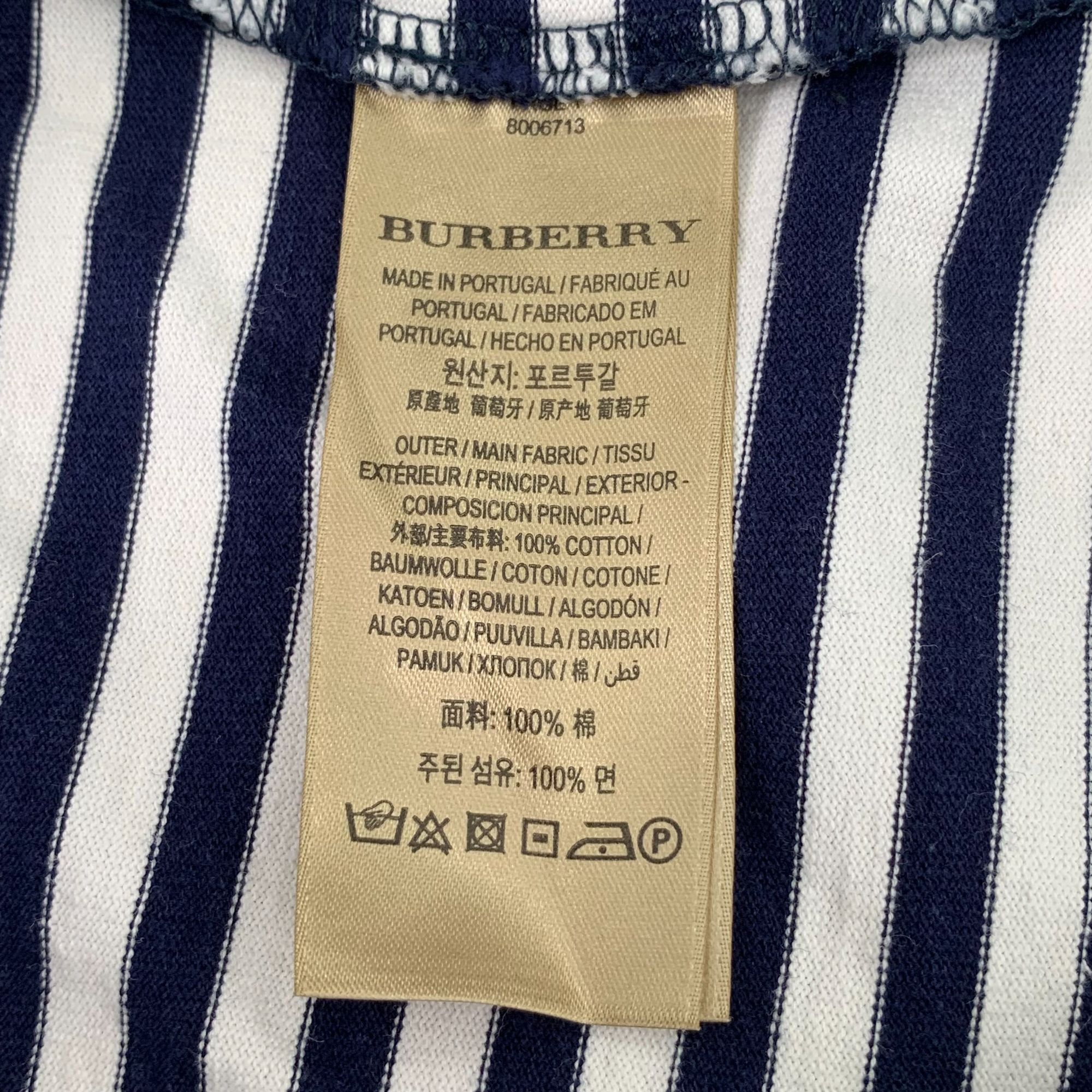 Burberry Burberry Striped Navy & White Cotton T-Shirt With Red Accent Size M / US 6-8 / IT 42-44 - 7 Thumbnail