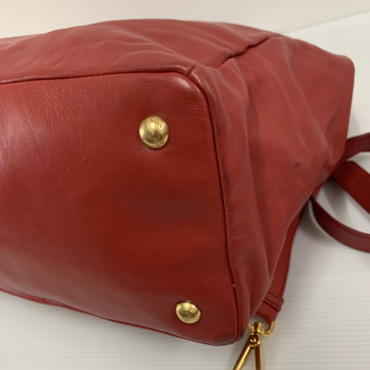 Prada Prada Red Leather Shoulder Bag Size ONE SIZE - 7 Thumbnail