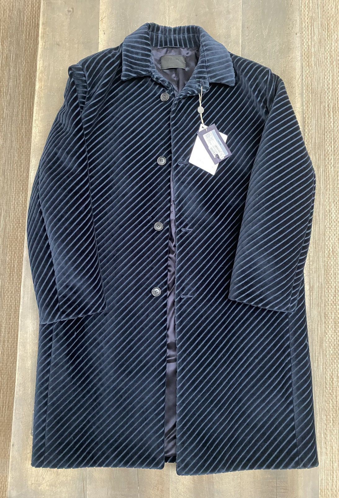 image of Prada x Raf Simons Grail Fw21 Blue Velour Coat, Men's (Size Large)