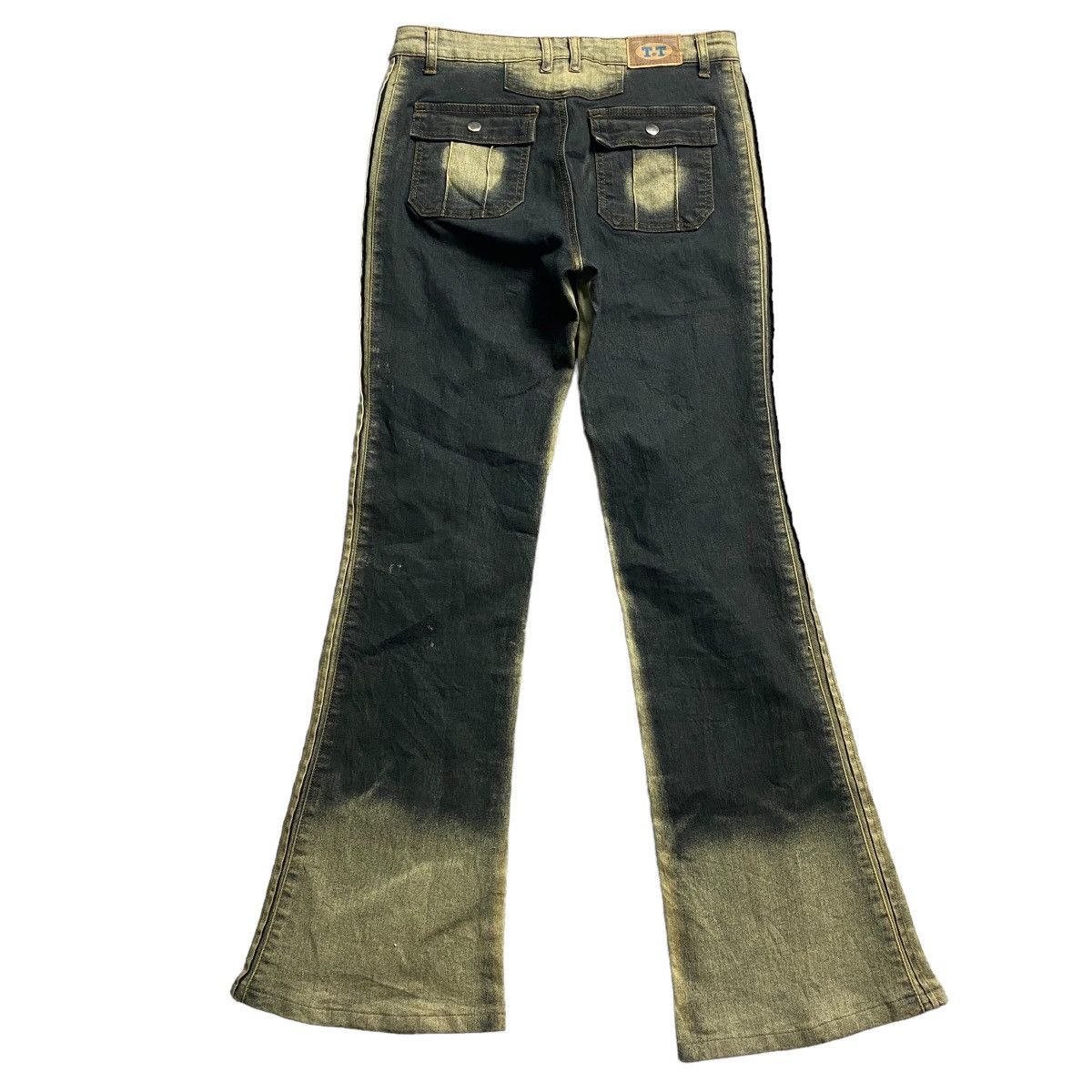 If Six Was Nine × Japanese Brand × Le Grande Bleu (L.G.B.) Super Flare T&T Bleach Denim Pants Size US 30 / EU 46 - 2 Thumbnail