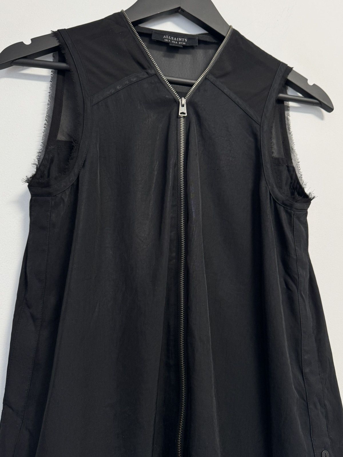 Allsaints AllSaints Lottie Front Zip Sleeveless Black Vest size 4 Size S / US 4 / IT 40 - 4 Thumbnail