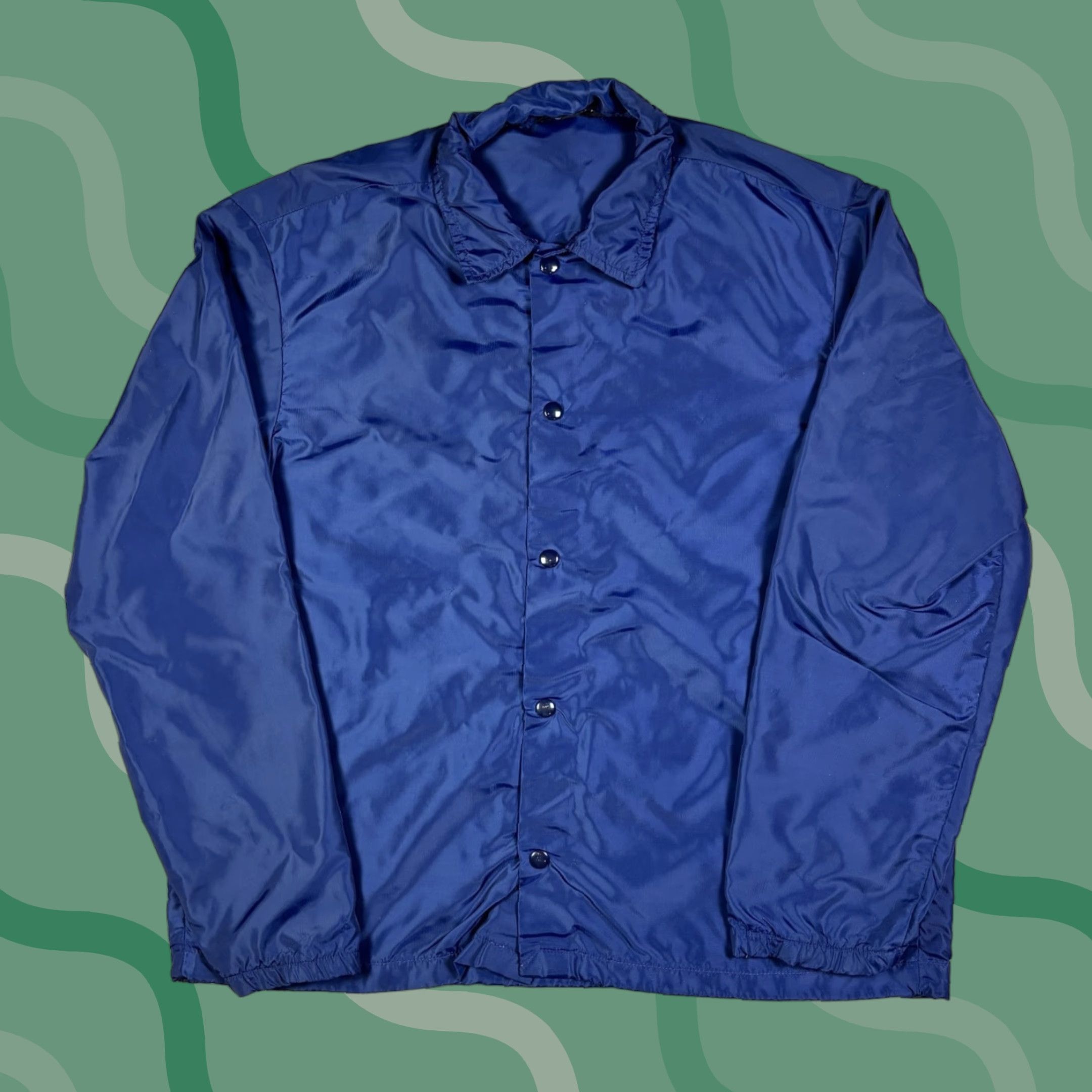 Champion VINTAGE Champion Windbreaker Jacket Mens XL Blue Nylon Softshell Lined Button Snap Workwear 60s USA College Football Basketball Size US XL / EU 56 / 4 - 1 Thumbnail