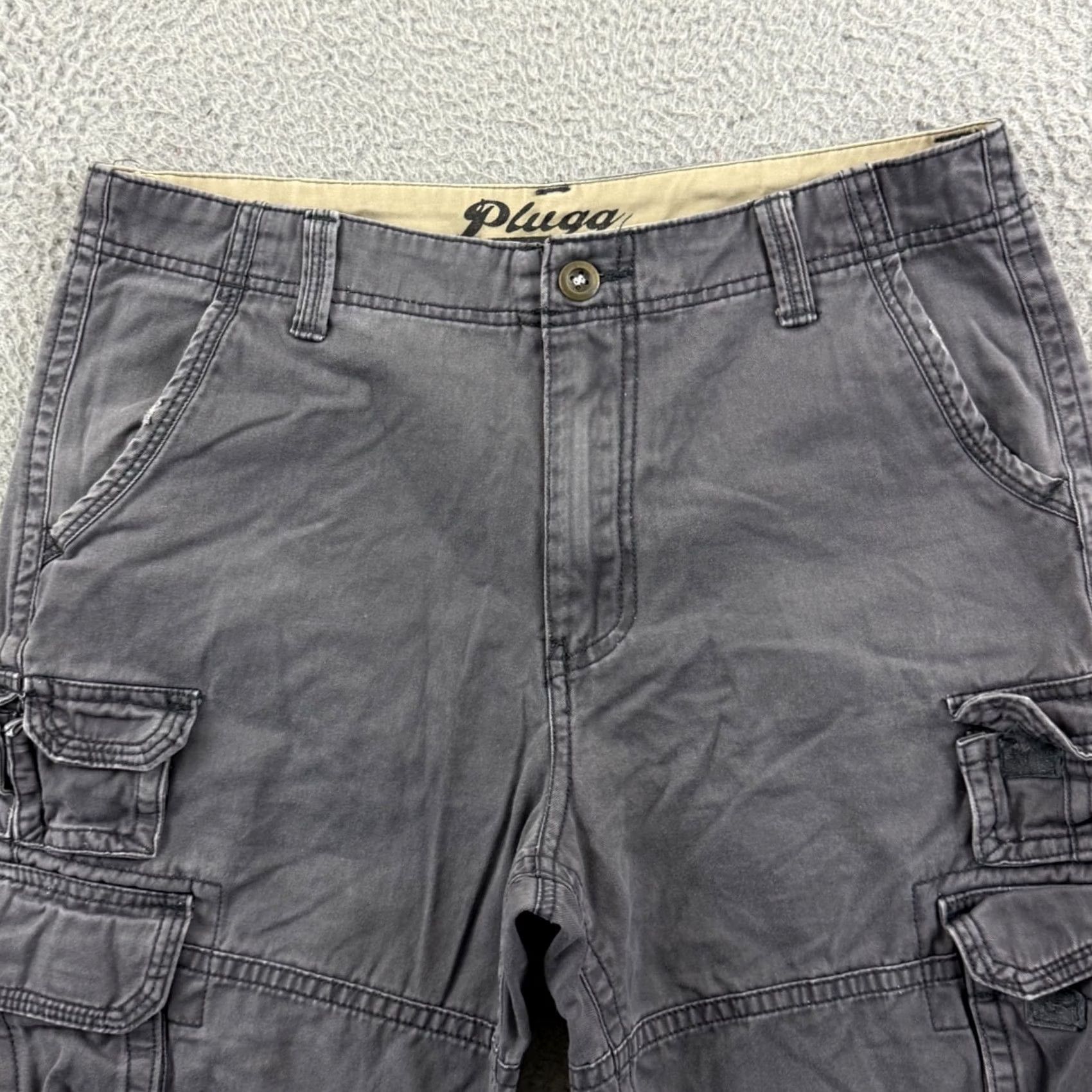 Vintage VINTAGE Plugg Cargo Shorts Mens 32 Gray Baggy 11" Inseam Zipper Pockets 90s Grunge Skater Outdoor Casual Workwear Size US 32 / EU 48 - 4 Thumbnail