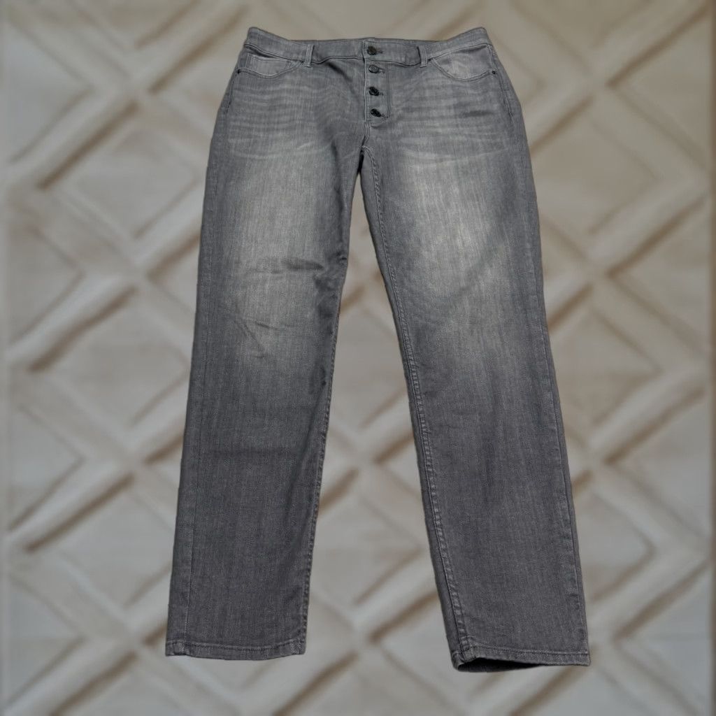 White House Black Market Jeans Womens 14L Gray High Rise Skinny Denim 5-Pocket Legging?