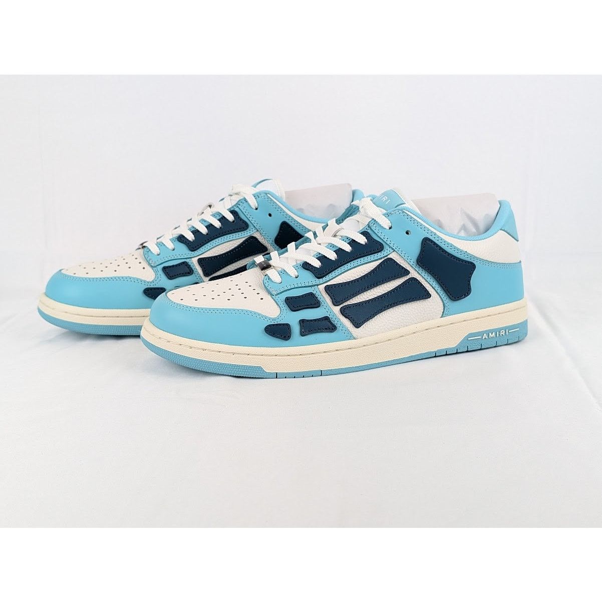 Amiri o1rshd1 Q:2 / Skel Top Low Sneakers in Slate Blue Size US 12 / EU 45 - 10 Thumbnail