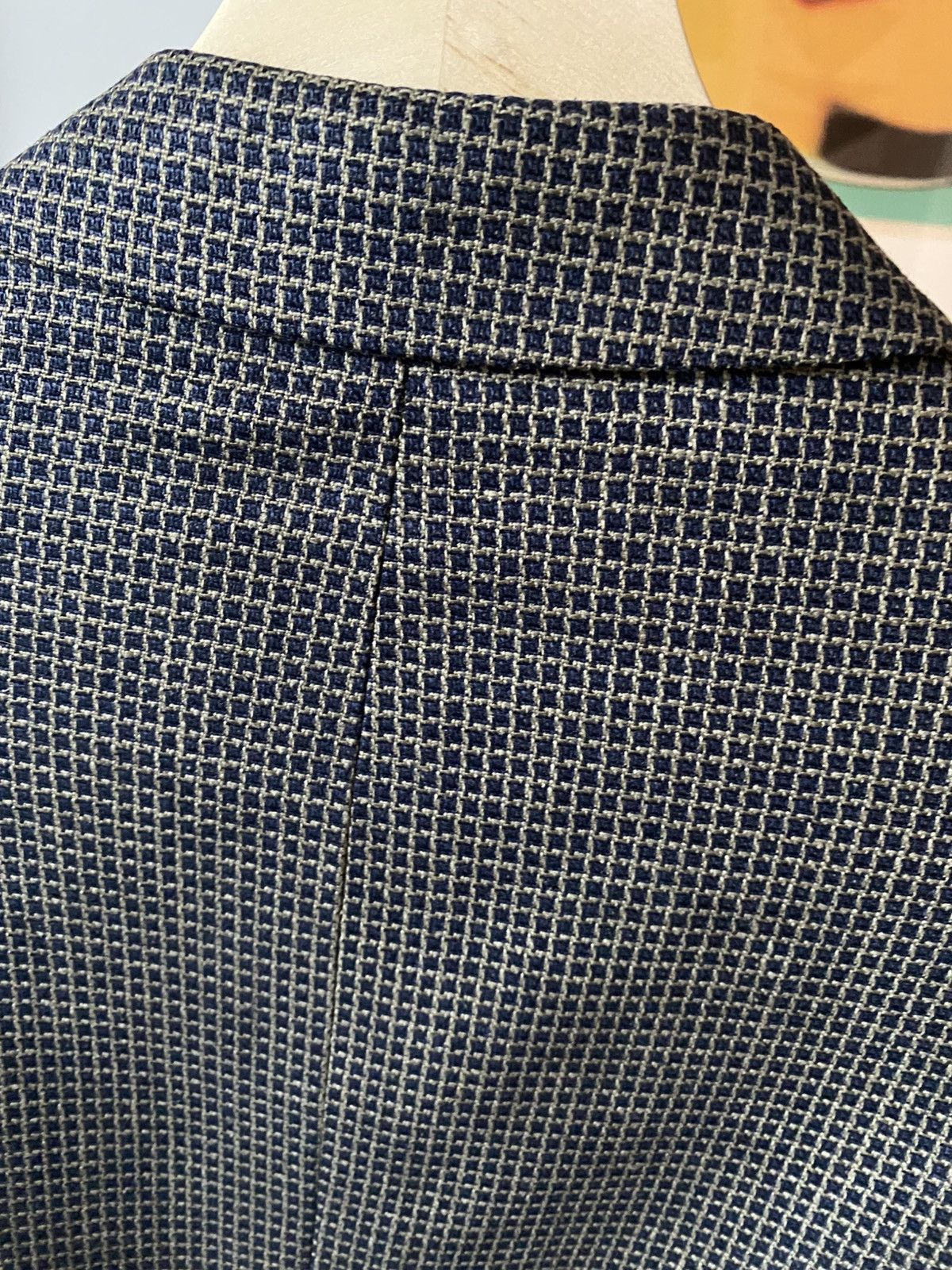 Holt Renfrew Holt Renfrew 100% Silk VTG Blazer Suit Jacket Blue/Tan 42R Size 42R - 11 Thumbnail