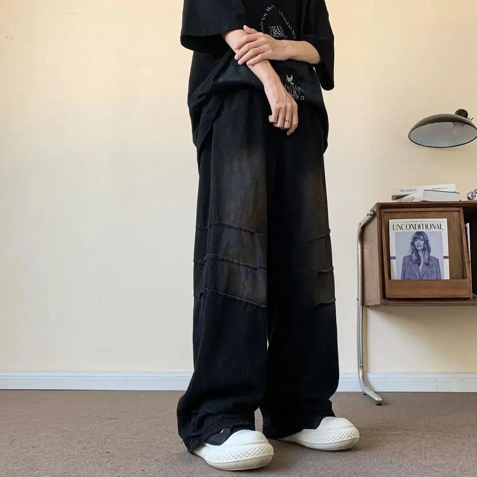 Japanese Brand Retro loose wide leg straight leg jeans Size US 32 / EU 48 - 3 Thumbnail