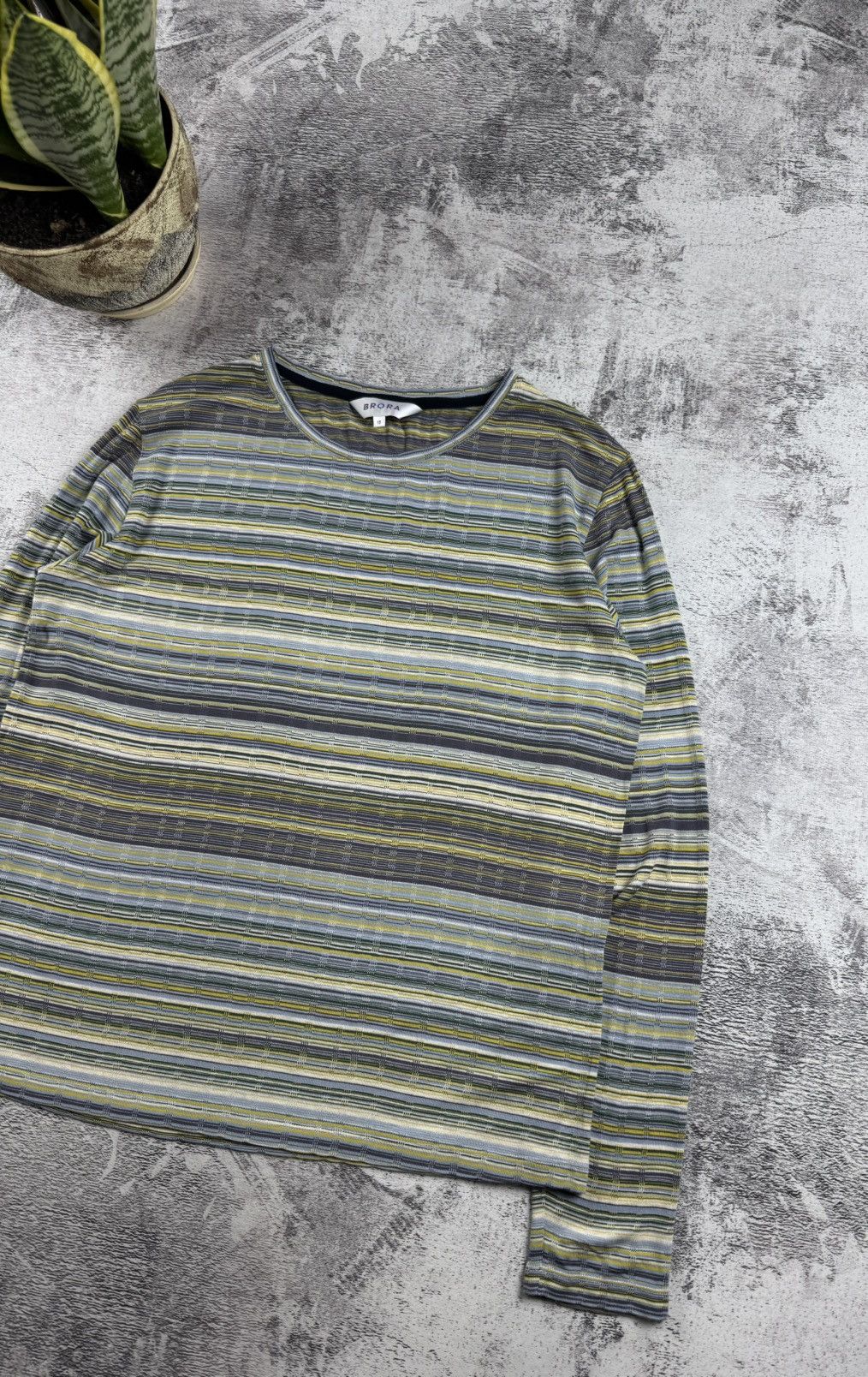 Vintage BRORA Viscose Striped 16 Size Longsleeve Pullover Sweatshirt Size XXL / US 16-18 / IT 52-54 - 3 Thumbnail