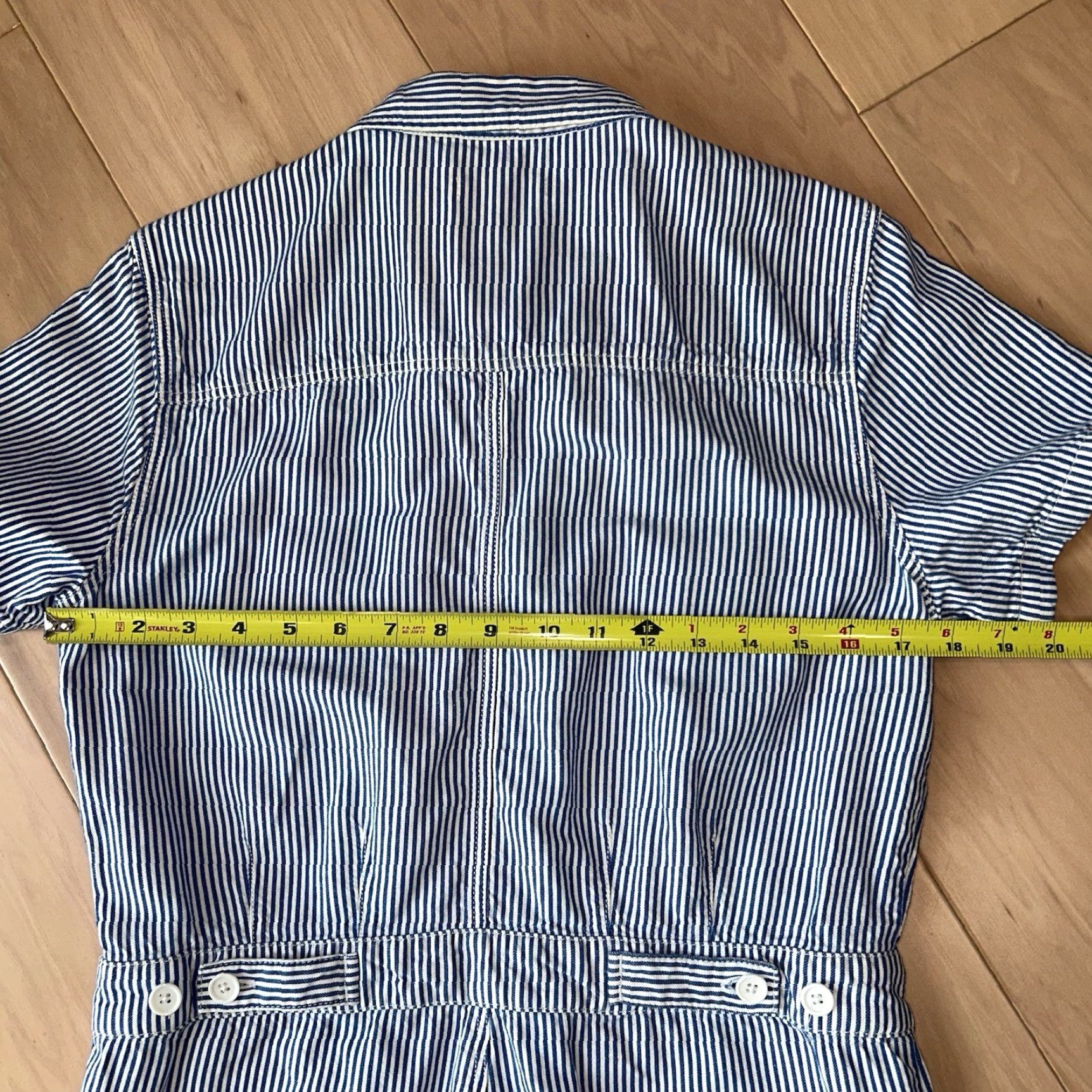 Outerknown Outerknown S.E.A. Suit Shortall Romper Women’s Small Hickory Stripe Navy Blue & White Size 28" / US 6 / IT 42 - 5 Thumbnail