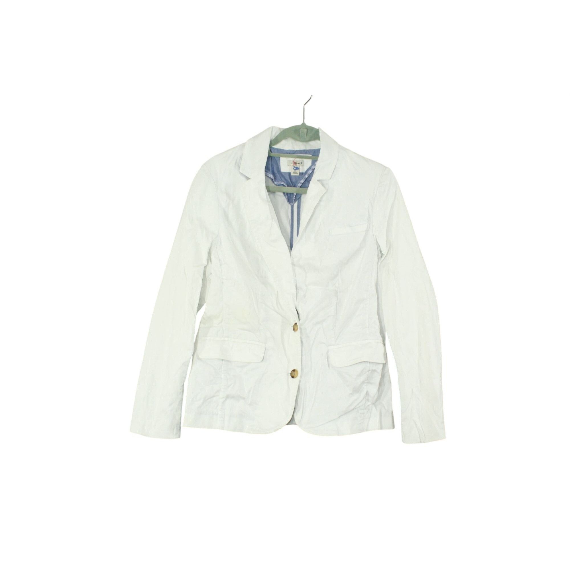 L.L. Bean LL Bean Women’s White Blazer Jacket Cotton Stretch Tailored Size S / US 4 / IT 40 - 1 Thumbnail