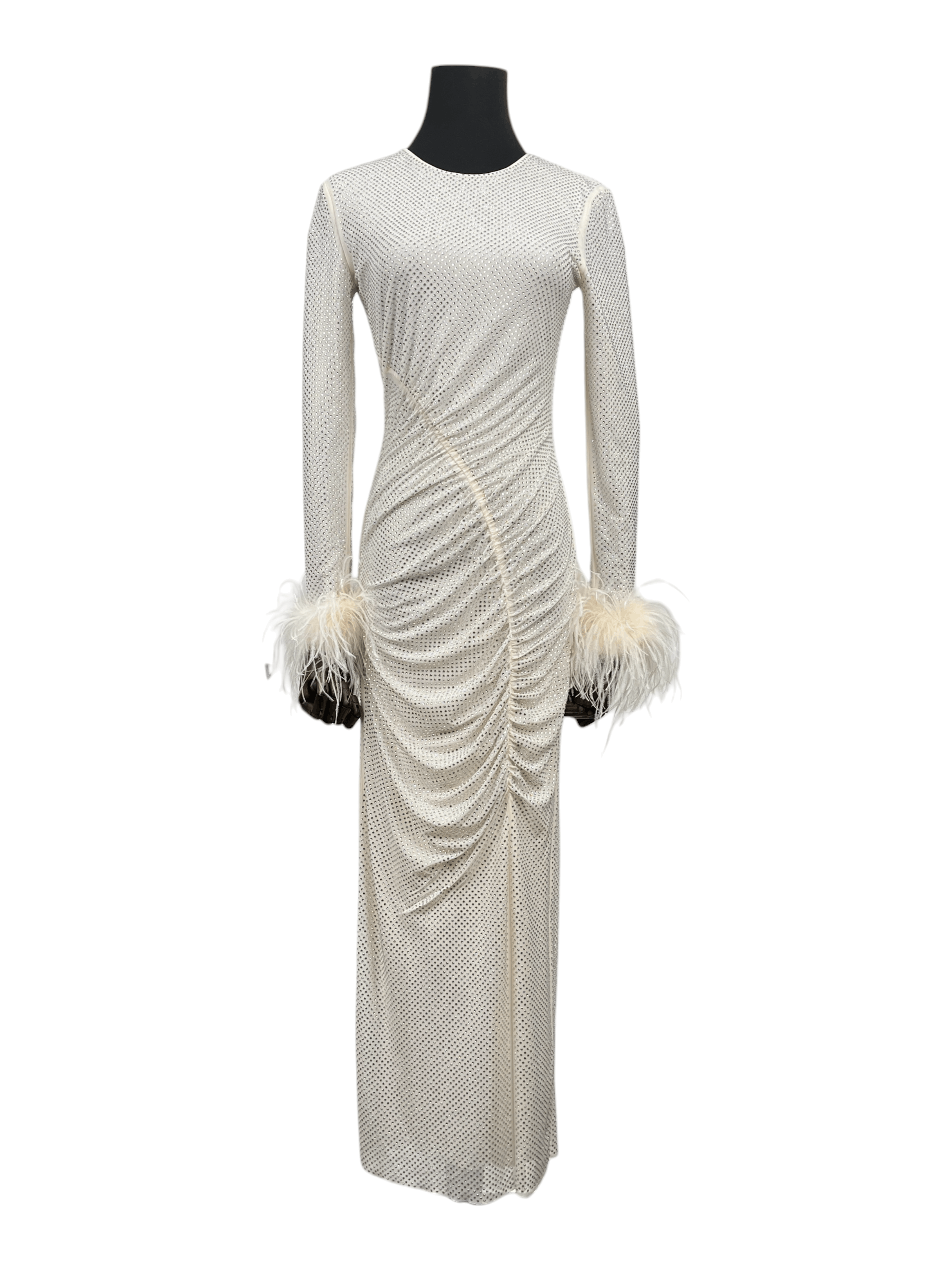 Self-Portrait Self-Portrait Cream Rhinestone Feather Midi Dress Size XS / US 0-2 / IT 36-38 - 1 Thumbnail