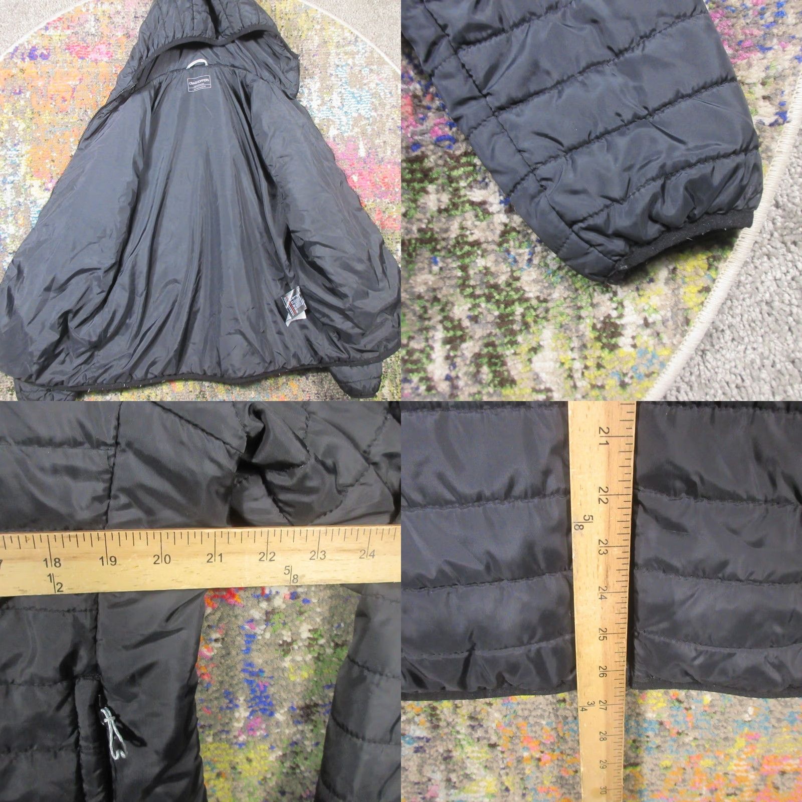 Vintage Craghoppers Compresslite Puffer Jacket Womens Large Black Hooded Packable Mid-Length Zip Full Zip Casual Travel Size L / US 10 / IT 46 - 8 Thumbnail