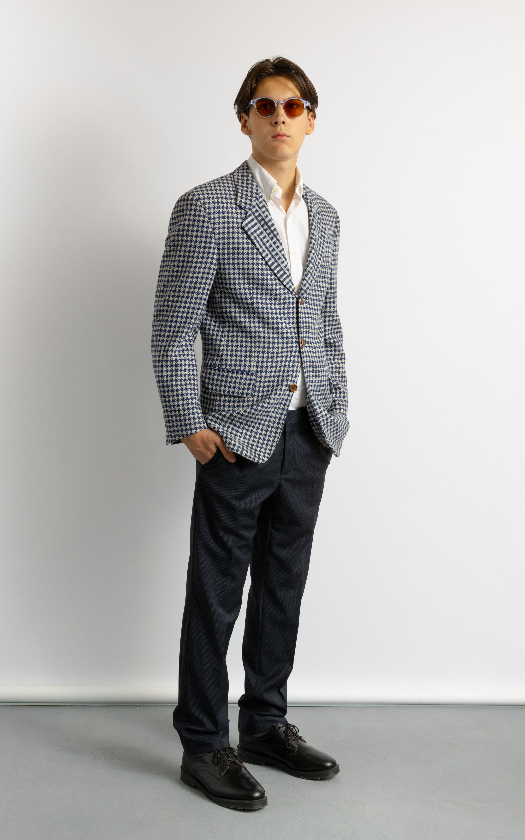 Other RENE LEZARD Blue Checked Wool Blazer 8702 Size US M / EU 48-50 / 2 - 2 Thumbnail