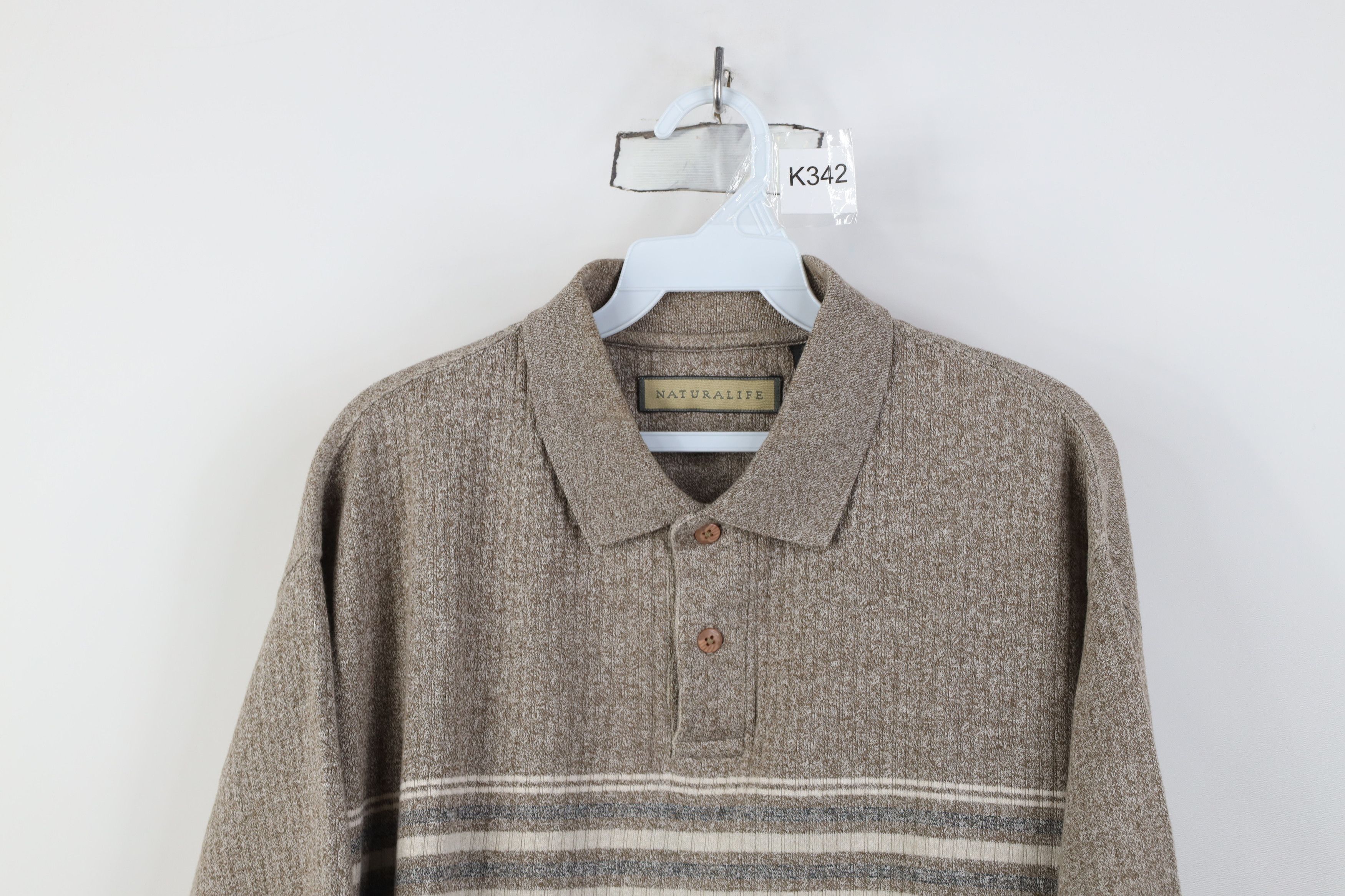 Vintage Vintage 90s Streetwear Block Ribbed Knit Polo Earth Tone Size US L / EU 52-54 / 3 - 2 Thumbnail