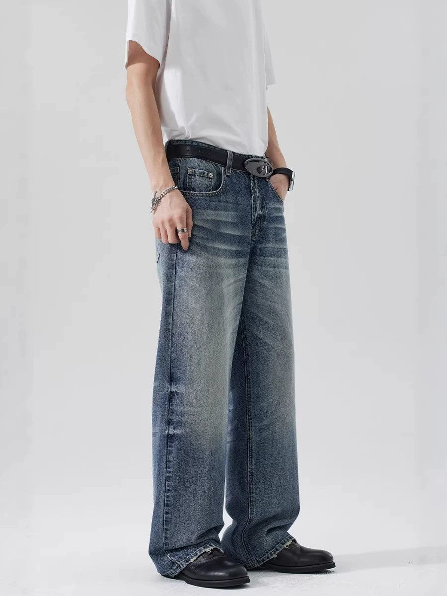 Japanese Brand American retro washed distressed whiskered jeans for men Size US 32 / EU 48 - 5 Thumbnail