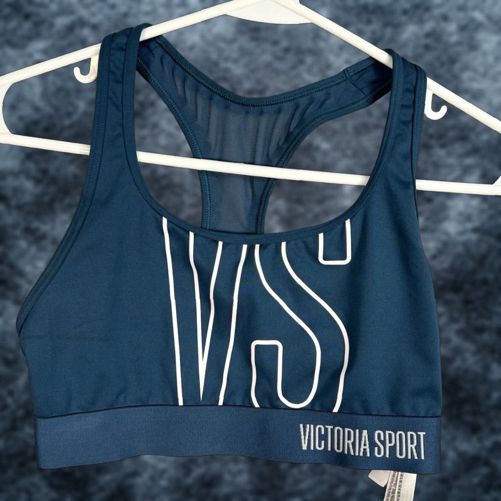 Victoria's Secret VINTAGE Victoria's Secret Bra Women XS Blue Racerback Sport Moisture Wicking Lightweight Wire Free Medium Support Size ONE SIZE - 1 Thumbnail