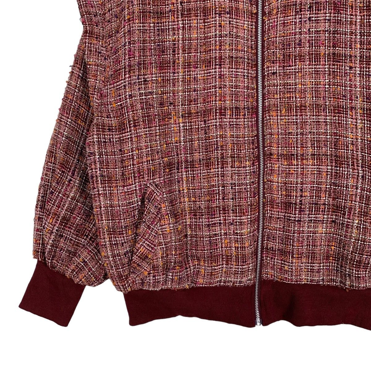 Japanese Brand ELENCARE DUE Red Tweed Bomber Jacket #1113-C51 Size US M / EU 48-50 / 2 - 3 Thumbnail